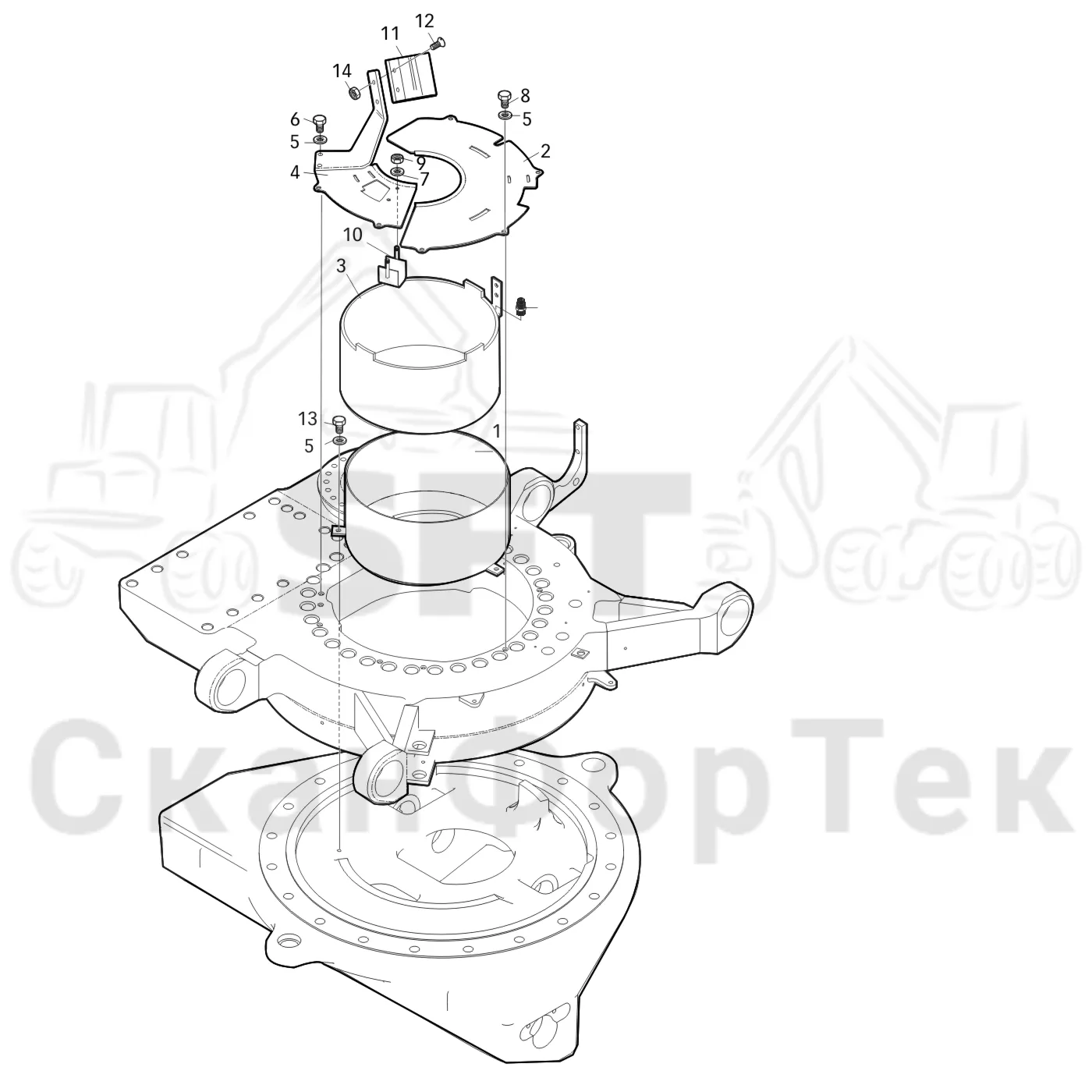 Схема: Valmet / Лесозаготовительные машины / Valmet 801 c / Valmet 801c Ch -11730 / Valmet 801c Ch -11730 / Каталог запасных частей / шасси / Оборудование наклона / Прокладка шланга под кабину