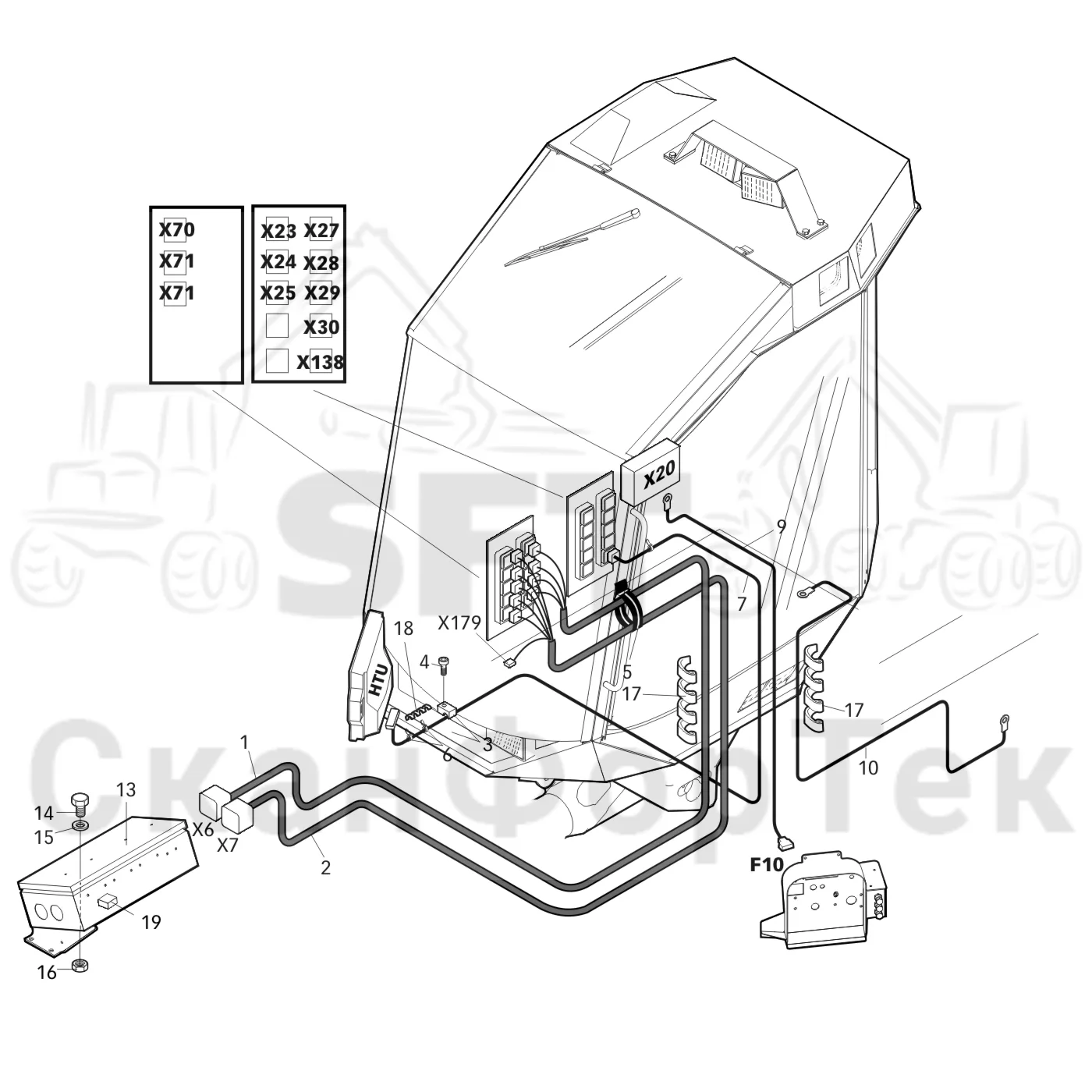 Схема: Valmet / Форвардер / Valmet 860.1 / Valmet 860.1   Ch. -115420 / Valmet 860.1  Ch. -115420 / Каталог запасных частей / Оборудование захвата / Захват / Valmet 801c Ch -11730 / Каталог запасных частей / шасси / Электрический Оборудование / Комплект кабелей левый