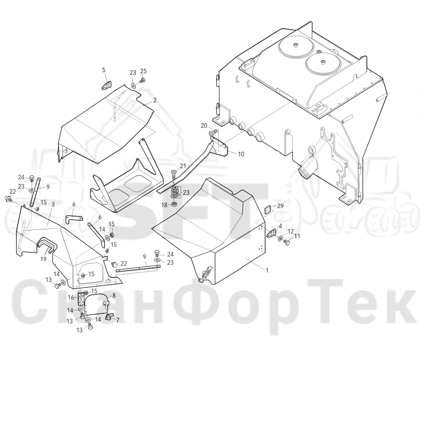 Схема: Valmet / Форвардер / Valmet 840.3 / Valmet 840.3 Ch. -311173 / Valmet 840.3 Ch. -311173 / Каталог запасных частей / Оборудование захвата / Захват / Valmet 801c Ch -11730 / Каталог запасных частей / шасси / Капоты / Капоты и крышки