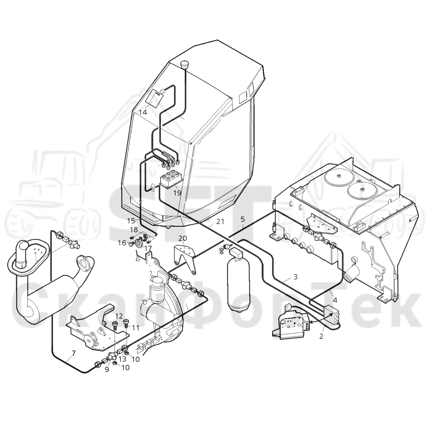 Схема: Valmet / Форвардер / Valmet 840.3 / Valmet 840.3 Ch. -311173 / Valmet 840.3 Ch. -311173 / Каталог запасных частей / Оборудование захвата / Захват / Valmet 801c Ch -11730 / Каталог запасных частей / шасси / Пожаротушение / Комплект электрооборудования пожаротушения