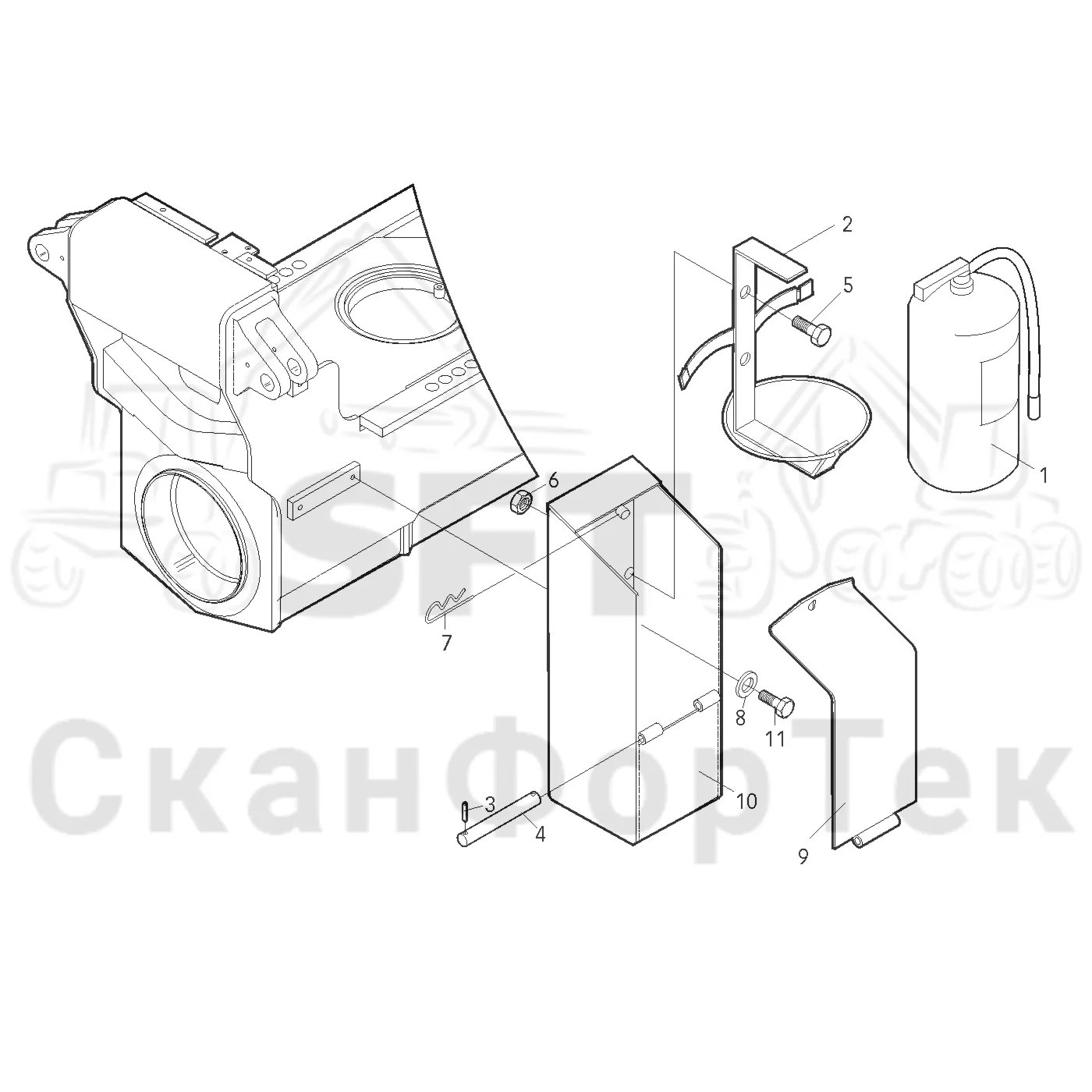 Схема: Valmet / Лесозаготовительные машины / Valmet 801 c / Valmet 801c Ch 11800- / Valmet 801c Ch 11800- / Каталог запасных частей / шасси / Пожаротушение / Ручной огнетушитель