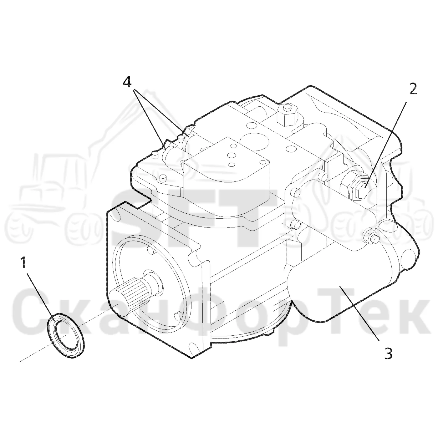 Схема: Valmet / Лесозаготовительные машины / Valmet 801 c / Valmet 801c Ch -11730 / Valmet 801c Ch -11730 / Каталог запасных частей / Коробка передач / Гидростат / Гидростатический насос