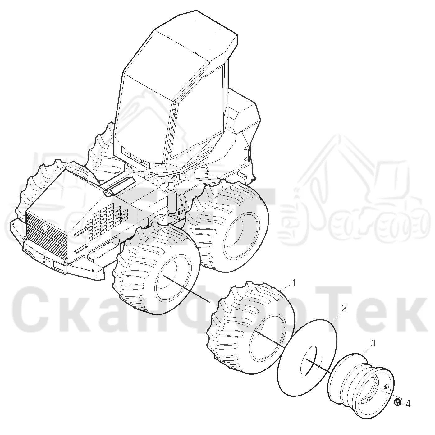 Схема: Valmet / Лесозаготовительные машины / Valmet 801 c / Valmet 801c Ch -11730 / Valmet 801c Ch -11730 / Каталог запасных частей / Коробка передач / Оборудование шин / Оборудование шин