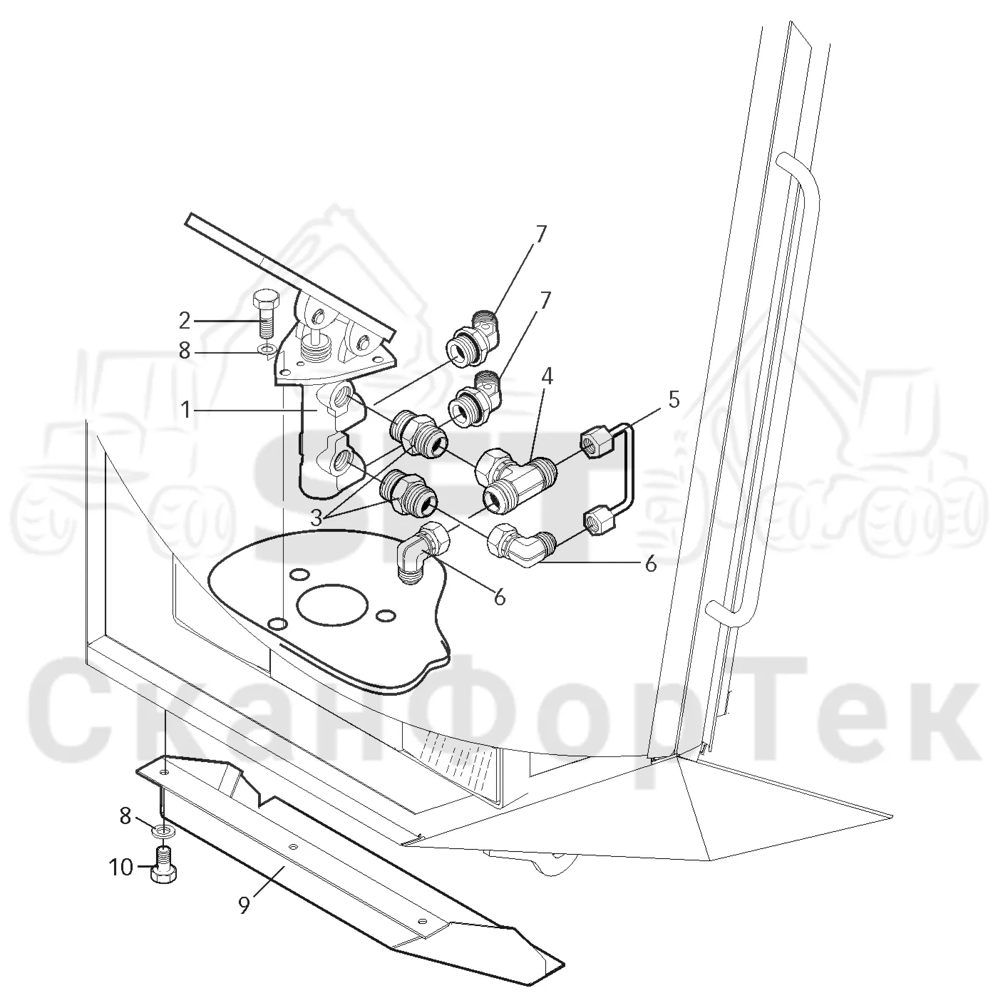 Схема: Valmet / Форвардер / Valmet 840.1 / Valmet 840.1 / Каталог запасных частей / Оборудование захвата / Захват / Valmet 801c Ch -11730 / Каталог запасных частей / Тормоза / Тормозная система / Тормозной клапан