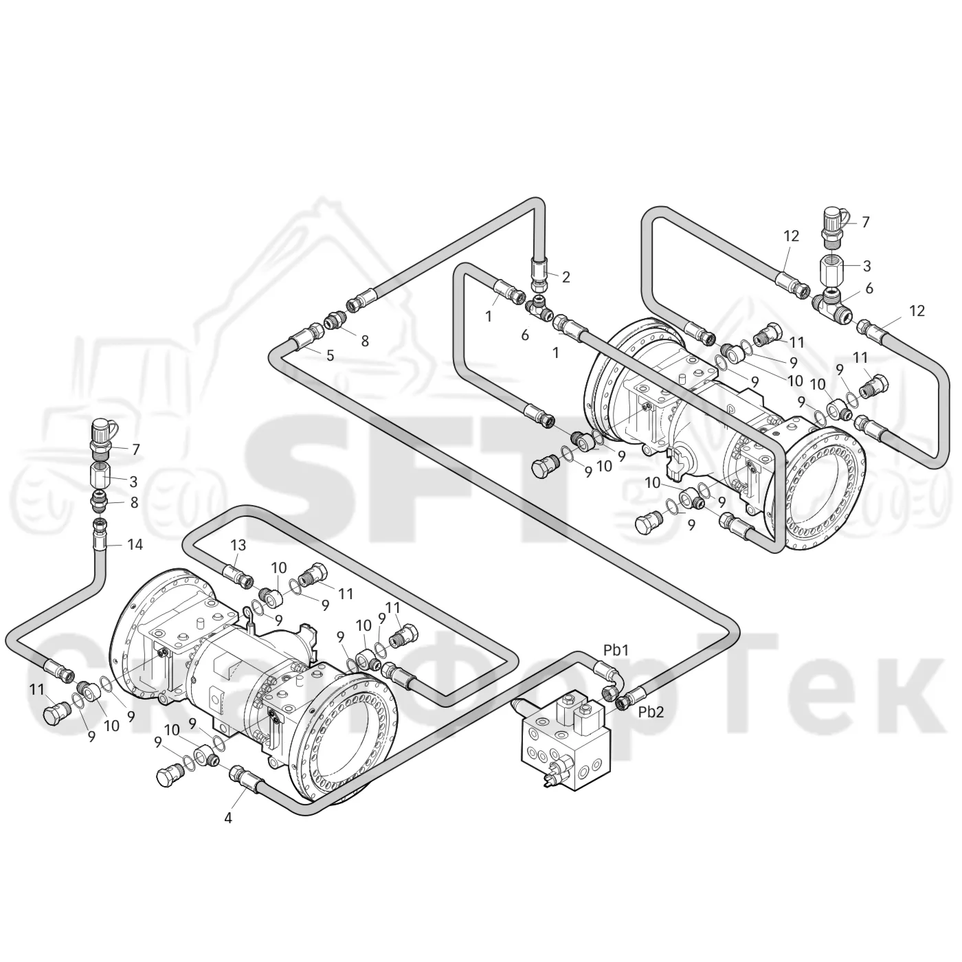 Схема: Valmet / Лесозаготовительные машины / Valmet 801 c / Valmet 801c Ch -11730 / Valmet 801c Ch -11730 / Каталог запасных частей / Тормоза / Тормозная система / Noiyii?iue oi?iic