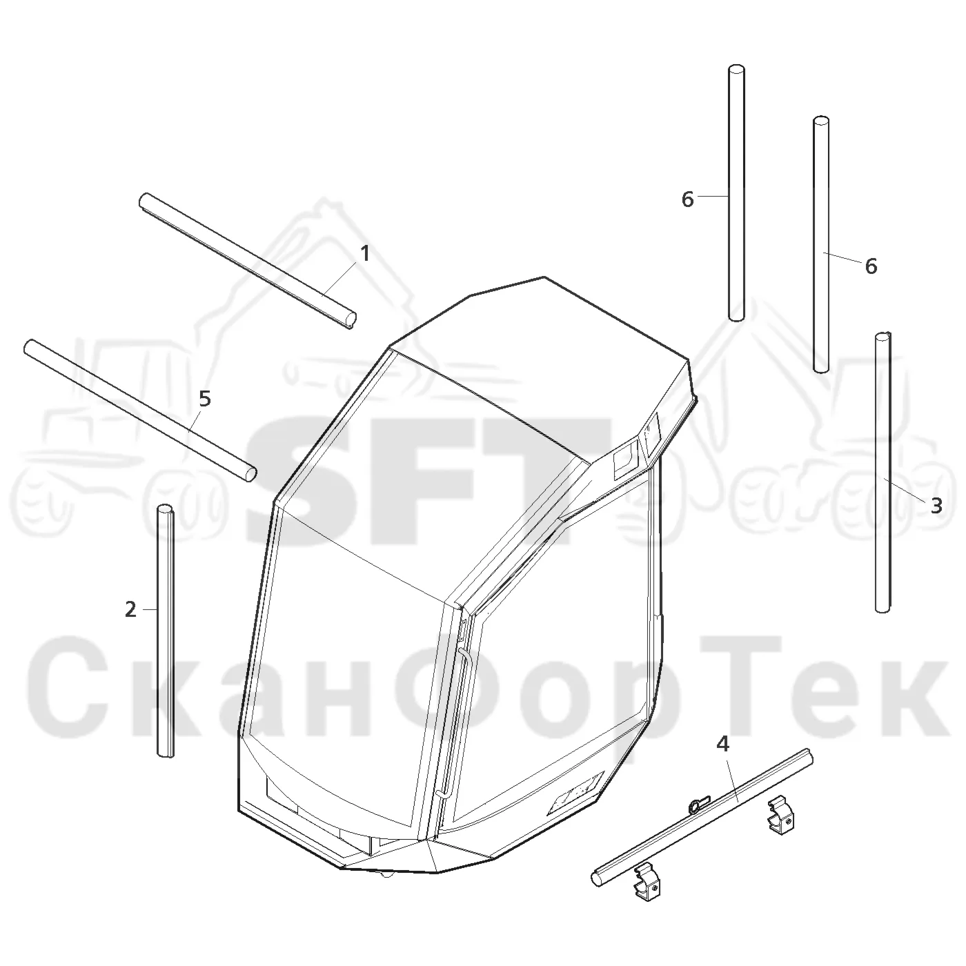 Схема: Valmet / Лесозаготовительные машины / Valmet 901.1 / Valmet 901.1 / Каталог запасных частей / Кабина / Экраны / Солнцезащитный комплект