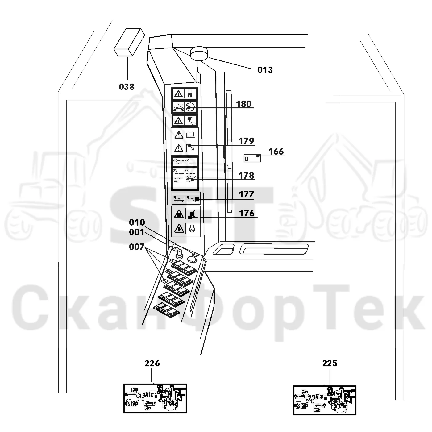 Схема: Valmet / Форвардер / Valmet 860.1 / Valmet 860.1   Ch. -115420 / Valmet 860.1  Ch. -115420 / Каталог запасных частей / Оборудование захвата / Захват / Valmet 901.2 Ch. -211060 / Каталог запасных частей / Кабина / Салон / Бирки Франция