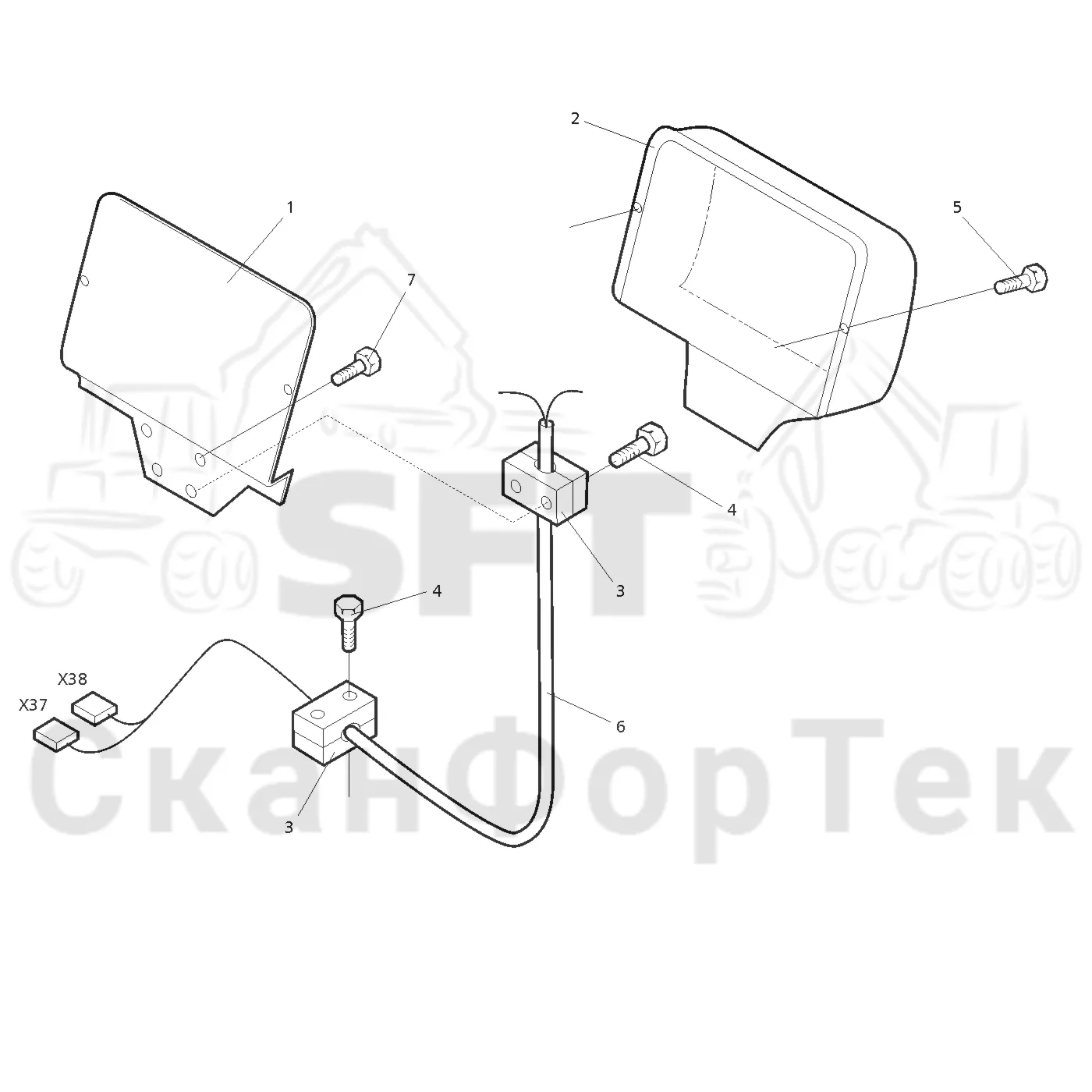 Схема: Valmet / Лесозаготовительные машины / Valmet 801 c / Valmet 801c Ch -11730 / Valmet 801c Ch -11730 / Каталог запасных частей / Кабина / Сиденья / Комплект электрооборудования Be-Ge сиденья