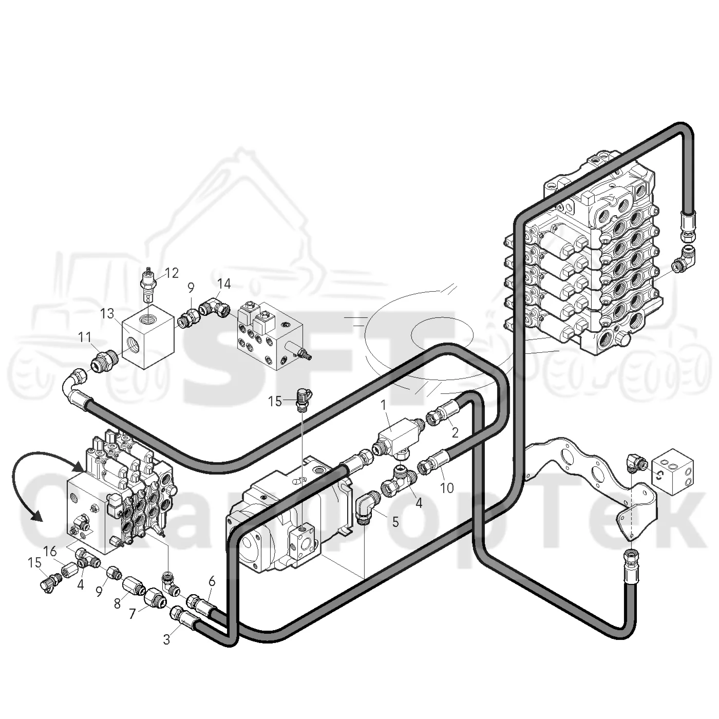 Схема: Valmet / Форвардер / Valmet 830 / Valmet 830 / Каталог запасных частей / Оборудование захвата / Захват / Valmet 801c Ch -11730 / Каталог запасных частей / Гидравлика / Гидравлические насосы / Сигнал LS линии гидравлики