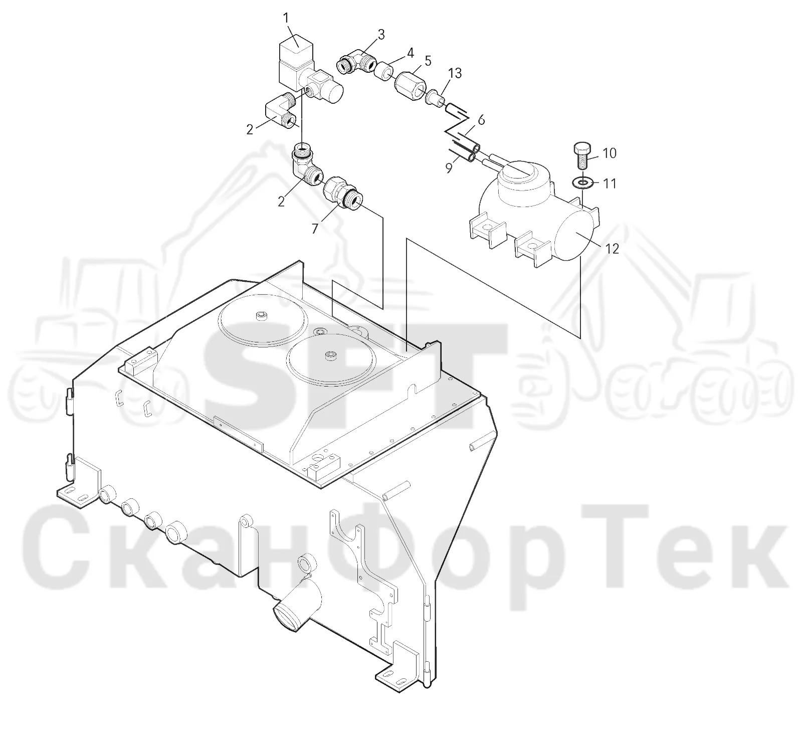 Схема: Valmet / Форвардер / Valmet 840.2 / Valmet 840.2 Ch. -211120 / Valmet 840.2 Ch. -211120 / Каталог запасных частей / Оборудование захвата / Захват / Valmet 801c Ch -11730 / Каталог запасных частей / Гидравлика / Бак гидравлики / Вакуумный насос