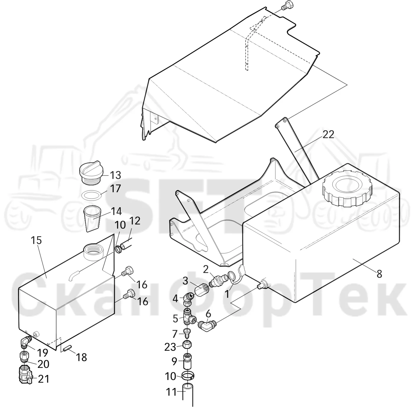 Схема: Valmet / Форвардер / Valmet 840.3 / Valmet 840.3 Ch. -311173 / Valmet 840.3 Ch. -311173 / Каталог запасных частей / Оборудование захвата / Захват / Valmet 801c Ch -11730 / Каталог запасных частей / Лесозаготовительное оборудование / Лесозаготовительное оборудование / Stump treatment tank