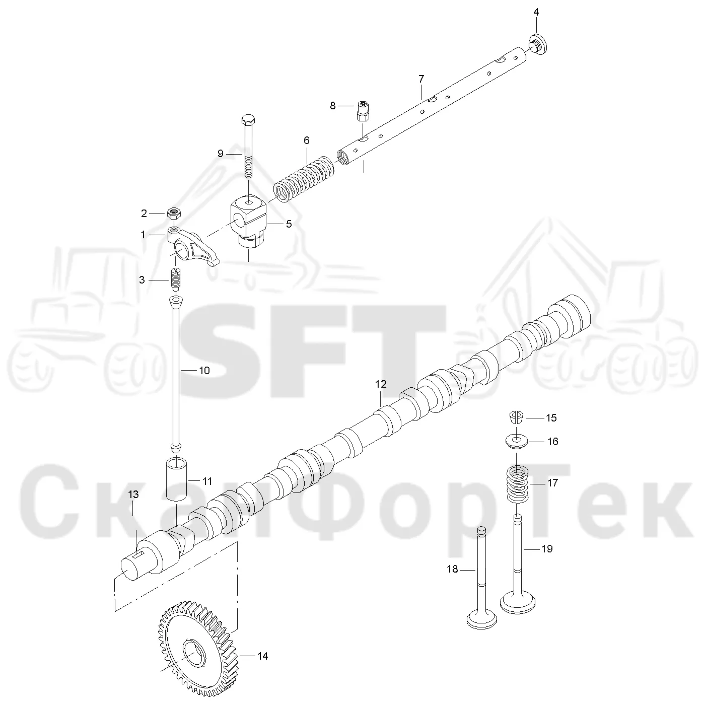 Схема: Valmet / Лесозаготовительные машины / Valmet 801 c / Valmet 801c Ch 11800- / Valmet 801c Ch 11800- / Каталог запасных частей / Двигатель / Блок двигателя / Механизм клапана
