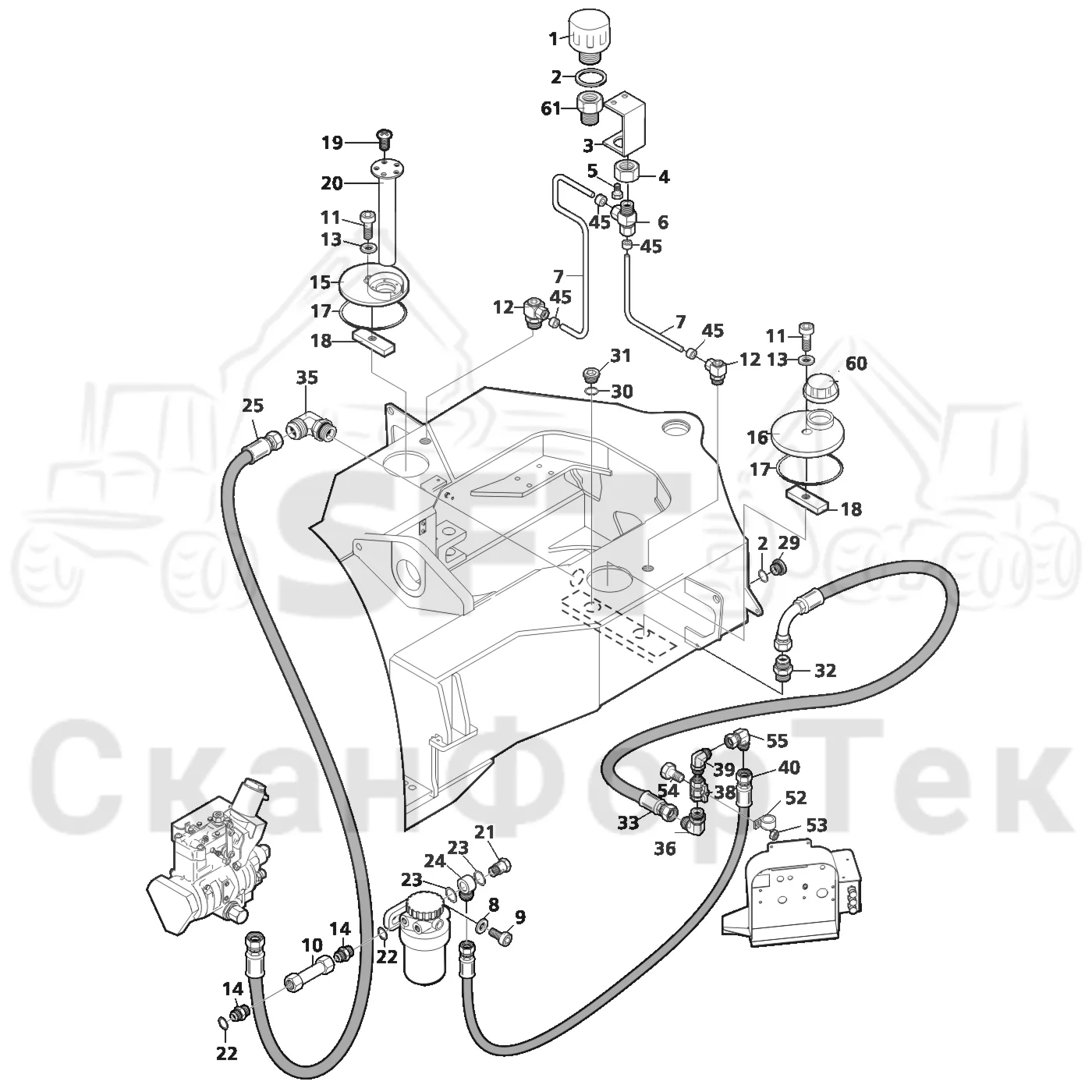 Схема: Valmet / Лесозаготовительные машины / Valmet 801 c / Valmet 801c Ch 11800- / Valmet 801c Ch 11800- / Каталог запасных частей / Двигатель / Топливная система / Топливная система