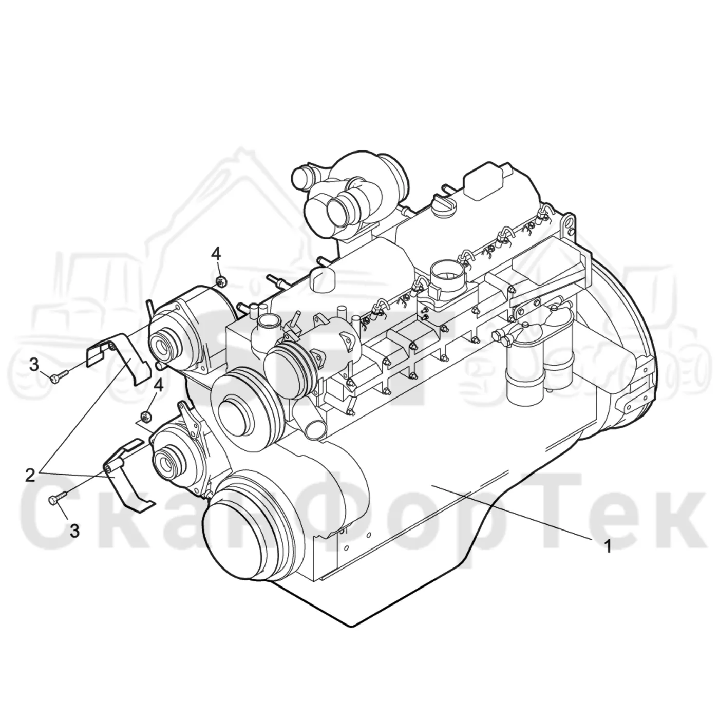 Схема: Valmet / Форвардер / Valmet 840.3 / Valmet 840.3 Ch. 311174- / Valmet 840.3 Ch. 311174- / Каталог запасных частей / Двигатель / Двигатель 312060- / Генератор переменного тока / защита