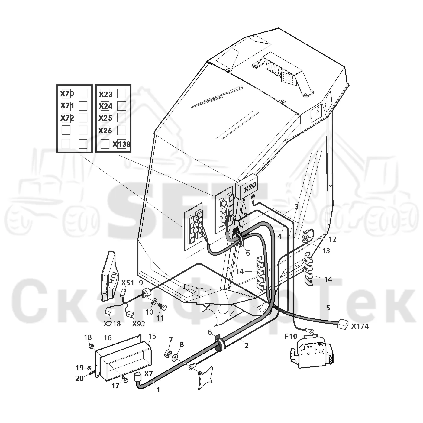 Схема: Valmet / Лесозаготовительные машины / Valmet 801 c / Valmet 801c Ch 11800- / Valmet 801c Ch 11800- / Каталог запасных частей / шасси / Электрический Оборудование / Комплект кабелей левый