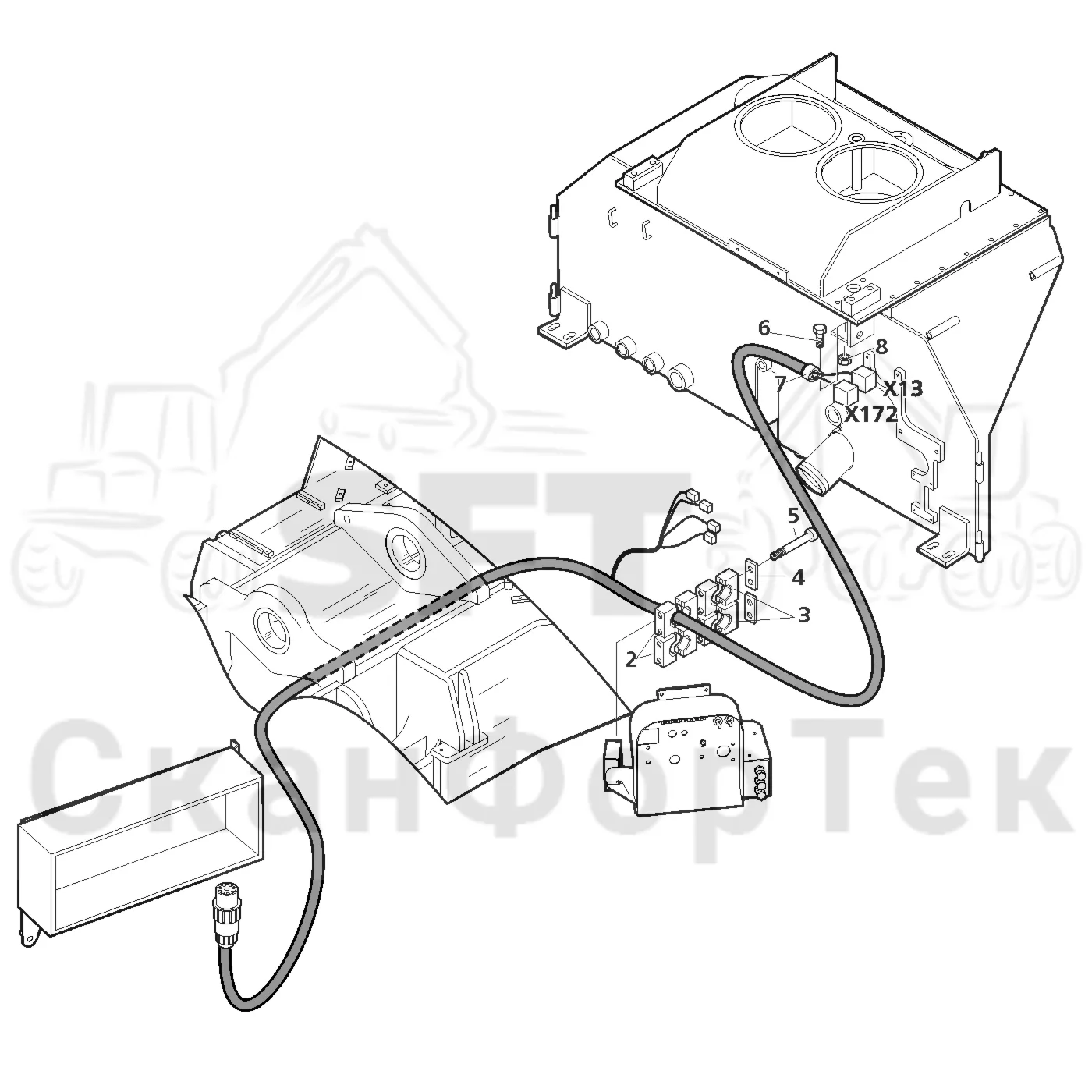 Схема: Valmet / Лесозаготовительные машины / Valmet 801 c / Valmet 801c Ch 11800- / Valmet 801c Ch 11800- / Каталог запасных частей / шасси / Электрический Оборудование / Комплект кабелей задний