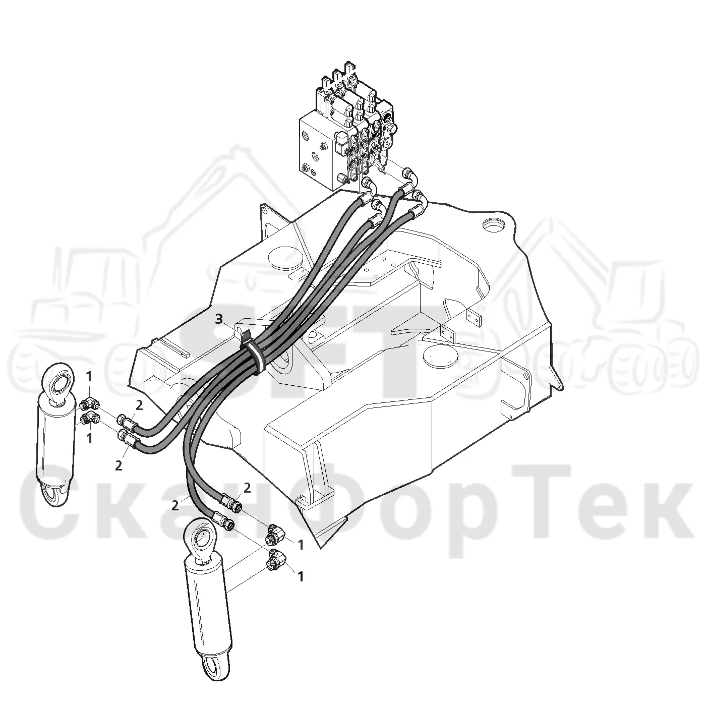 Схема: Valmet / Лесозаготовительные машины / Valmet 801 c / Valmet 801c Ch 11800- / Valmet 801c Ch 11800- / Каталог запасных частей / шасси / Оборудование наклона / Гидравлическое оборудование наклона