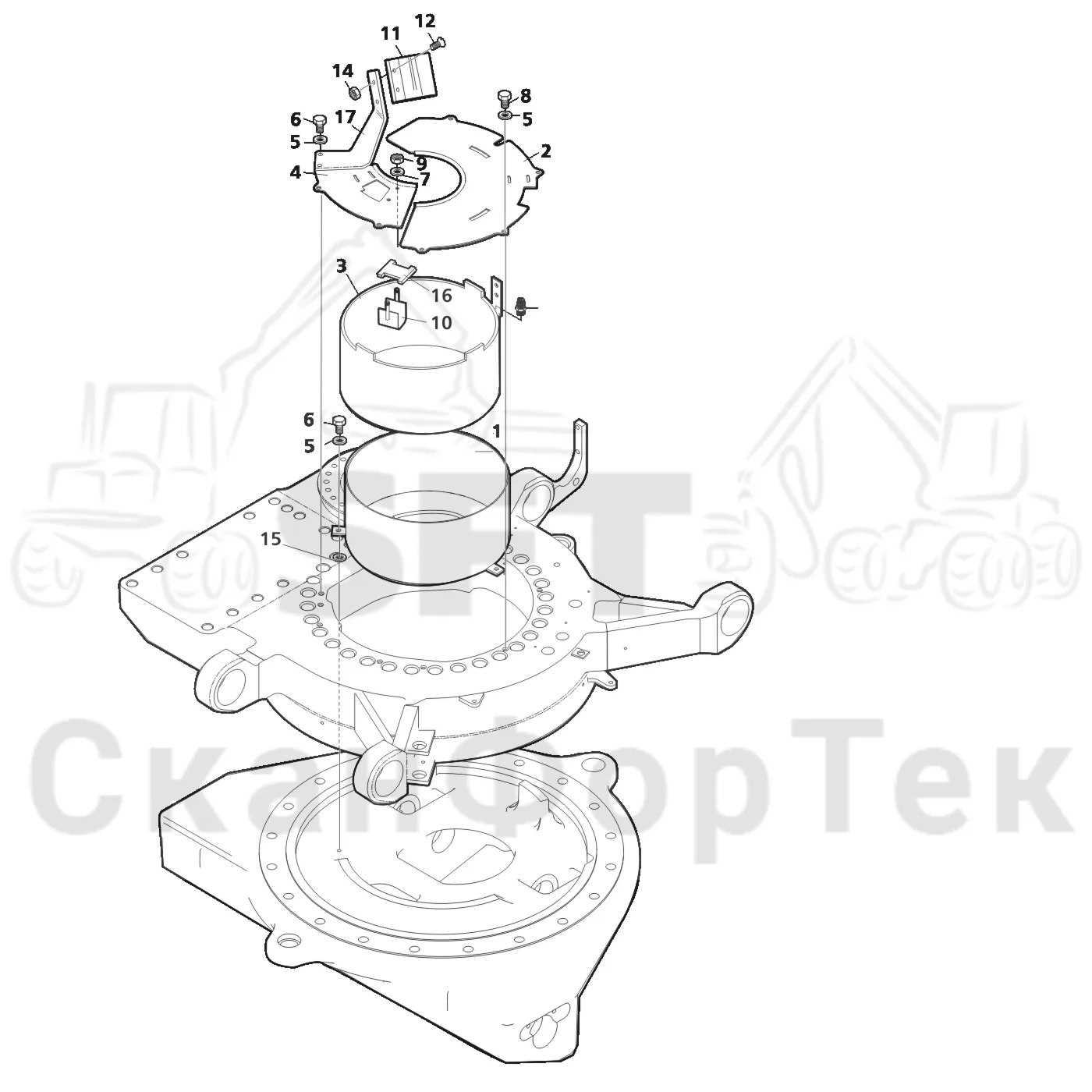 Схема: Valmet / Лесозаготовительные машины / Valmet 801 c / Valmet 801c Ch 11800- / Valmet 801c Ch 11800- / Каталог запасных частей / шасси / Оборудование наклона / Прокладка шланга под кабину