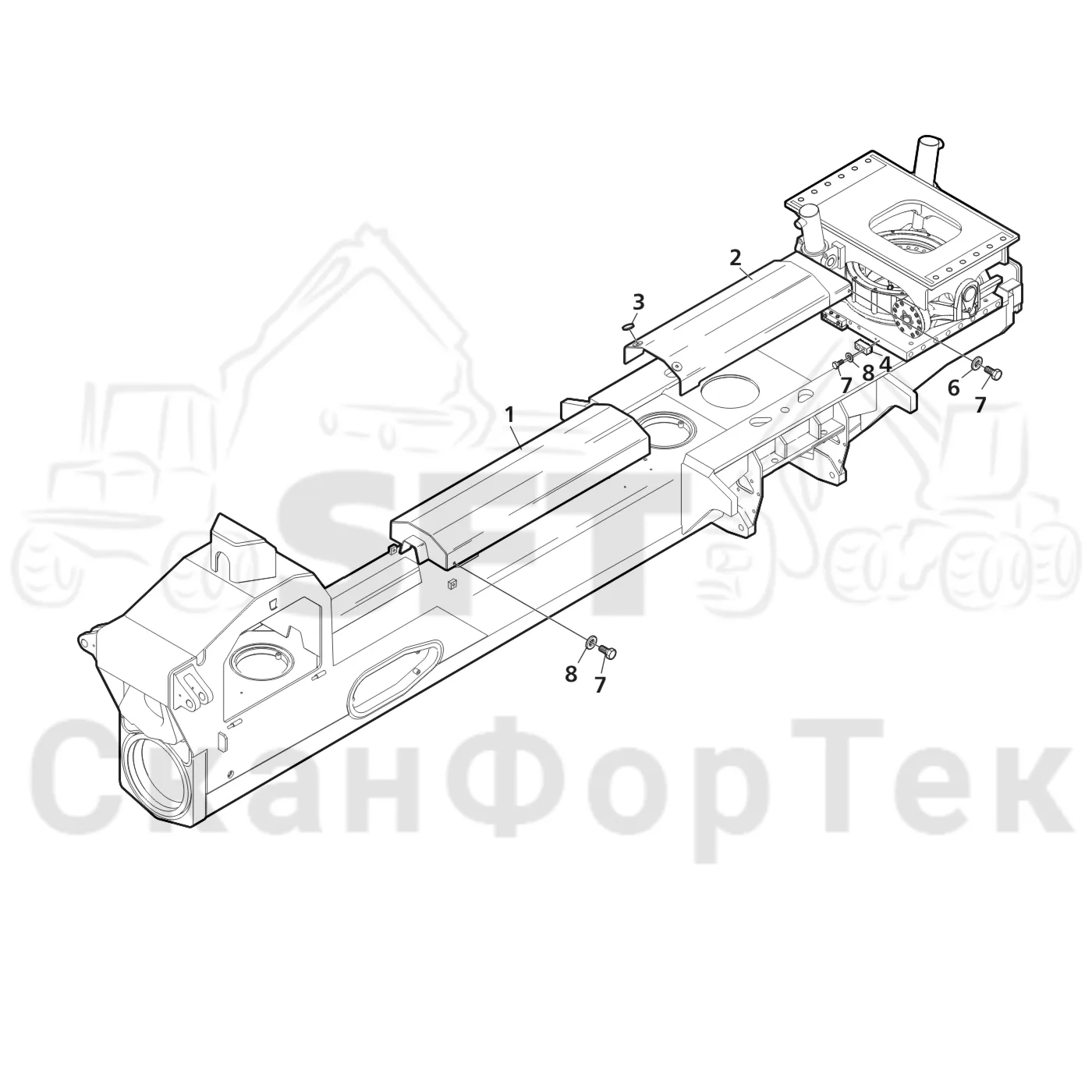 Схема: Valmet / Лесозаготовительные машины / Valmet 801 c / Valmet 801c Ch 11800- / Valmet 801c Ch 11800- / Каталог запасных частей / шасси / Зона погрузки / защита