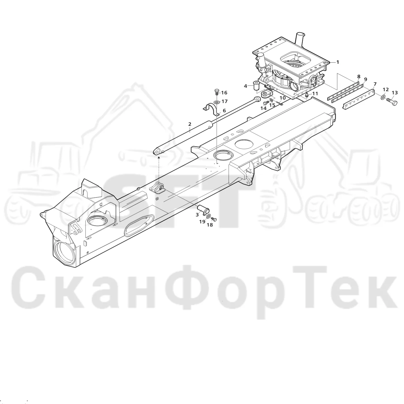 Схема: Valmet / Лесозаготовительные машины / Valmet 801 c / Valmet 801c Ch 11800- / Valmet 801c Ch 11800- / Каталог запасных частей / шасси / Зона погрузки / Поворотные устройства