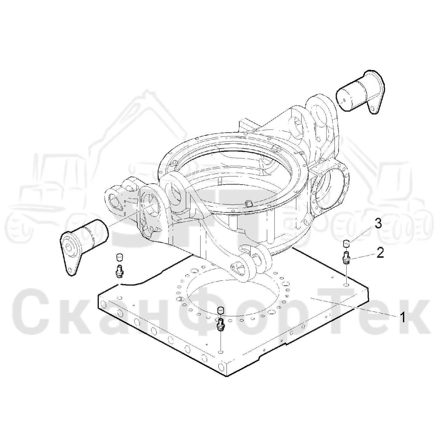 Схема: Valmet / Лесозаготовительные машины / Valmet 801 c / Valmet 801c Ch 11800- / Valmet 801c Ch 11800- / Каталог запасных частей / шасси / Запасные части поворотного устройства / Корпус