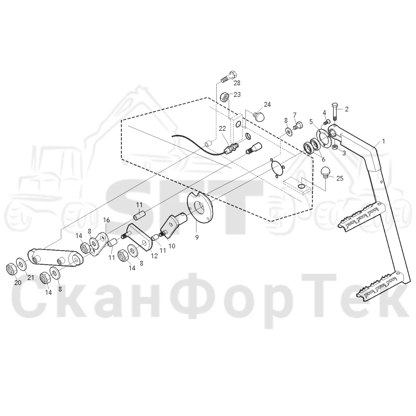Схема: Valmet / Лесозаготовительные машины / Valmet 801 c / Valmet 801c Ch 11800- / Valmet 801c Ch 11800- / Каталог запасных частей / шасси / Ступени / Ступень передняя