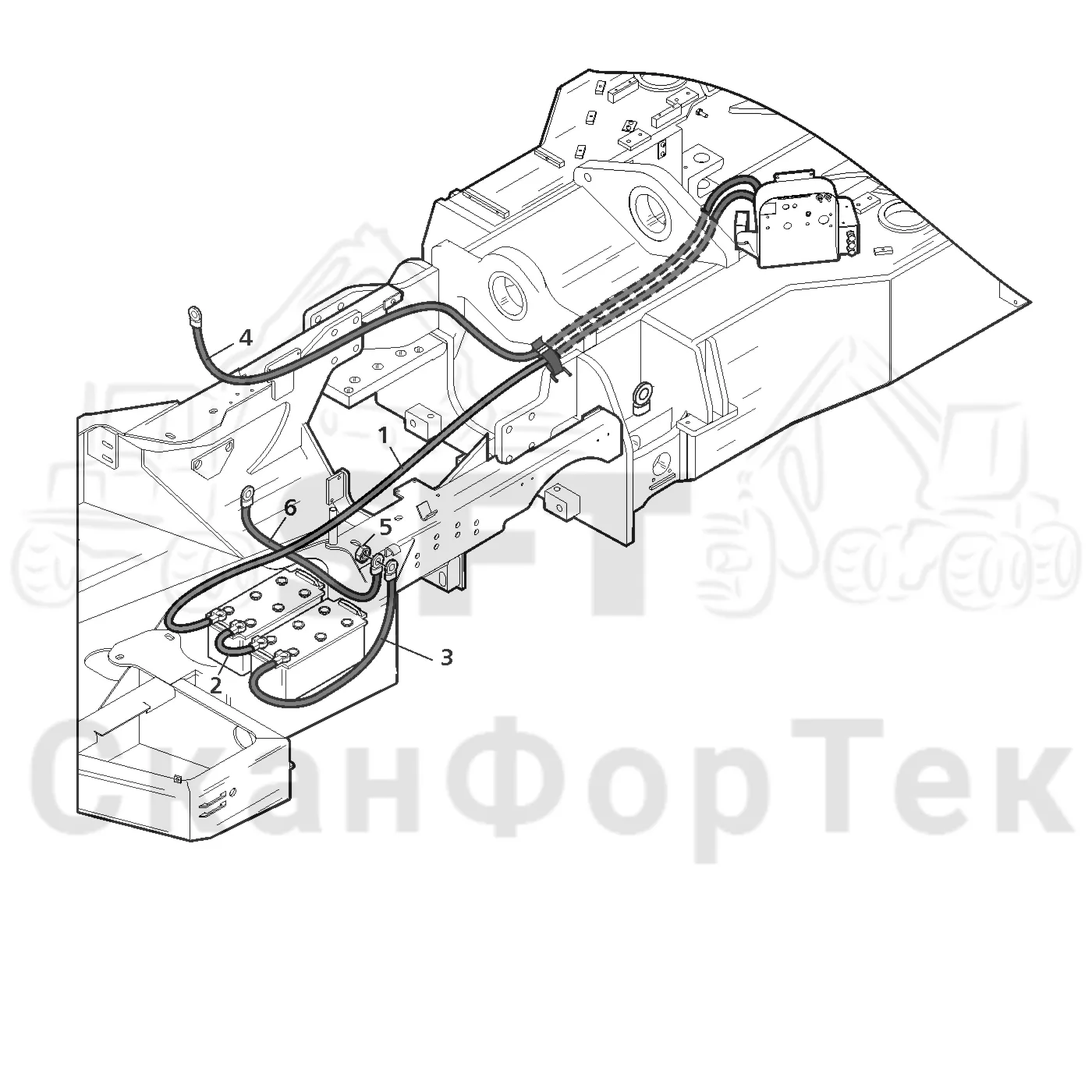 Схема: Valmet / Лесозаготовительные машины / Valmet 801 c / Valmet 801c Ch 11800- / Valmet 801c Ch 11800- / Каталог запасных частей / шасси / Электрический Оборудование / Комплект сетевого кабеля 140 А-час