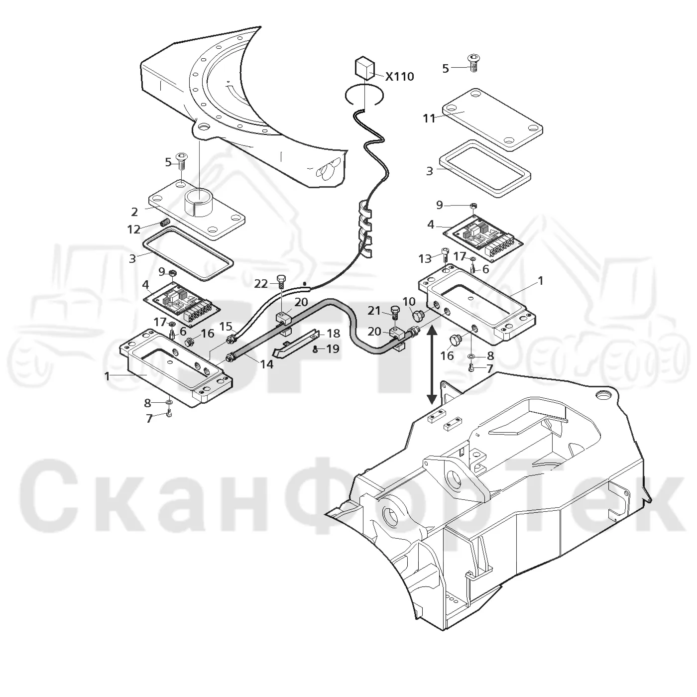 Схема: Valmet / Лесозаготовительные машины / Valmet 801 c / Valmet 801c Ch 11800- / Valmet 801c Ch 11800- / Каталог запасных частей / шасси / Автовыравнивание / Датчик автовыравнивания