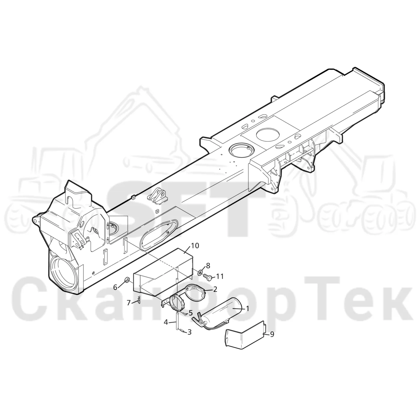 Схема: Valmet / Лесозаготовительные машины / Valmet 801 c / Valmet 801c Ch 11800- / Valmet 801c Ch 11800- / Каталог запасных частей / шасси / Пожаротушение / Ручной огнетушитель
