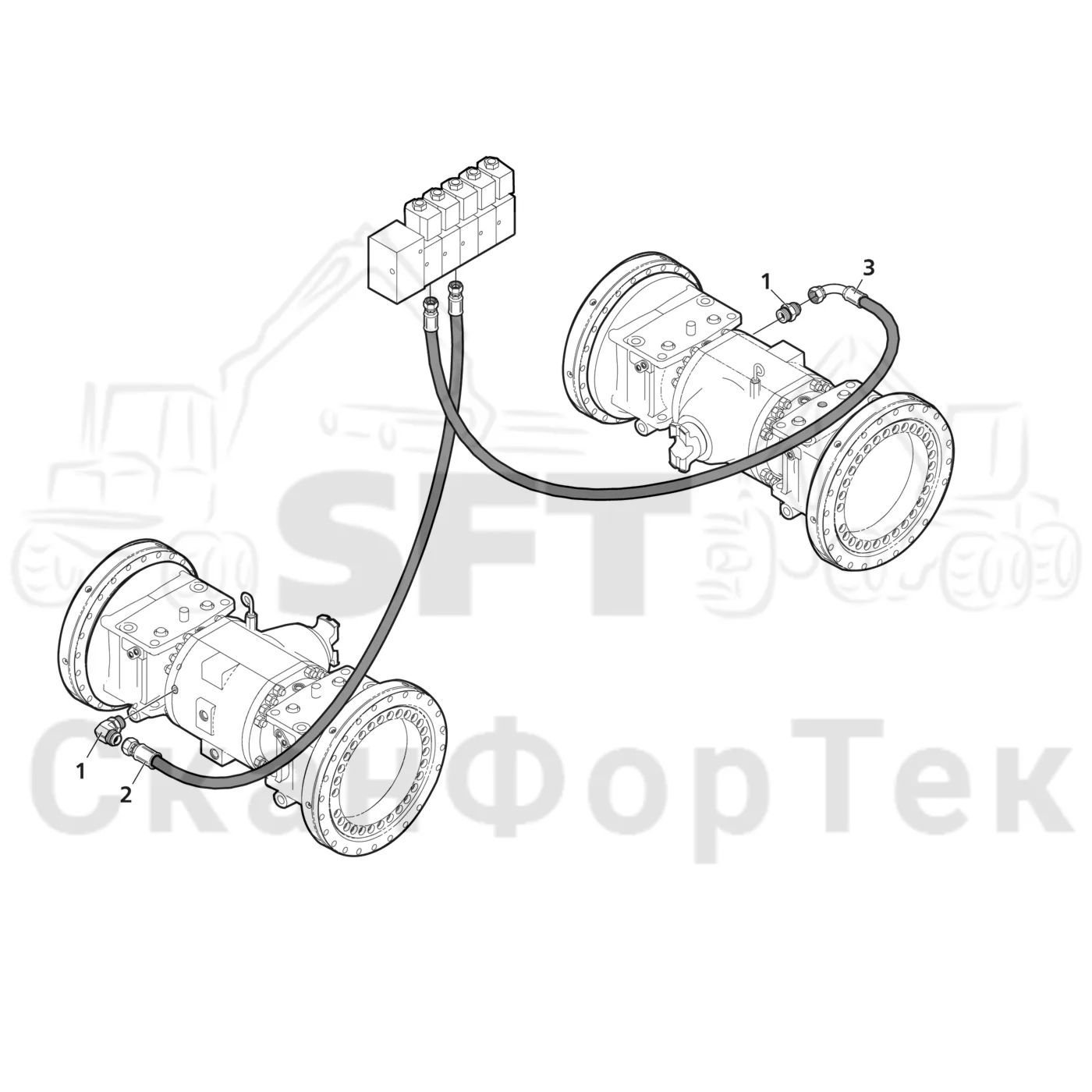 Схема: Valmet / Лесозаготовительные машины / Valmet 801 c / Valmet 801c Ch 11800- / Valmet 801c Ch 11800- / Каталог запасных частей / Коробка передач / Блокировка дифференциала / Блокировка дифференциала