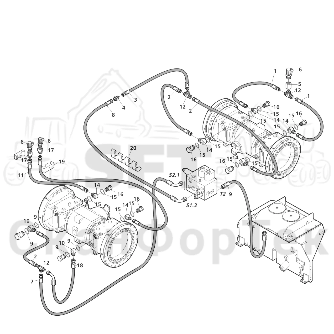 Схема: Valmet / Лесозаготовительные машины / Valmet 801 c / Valmet 801c Ch 11800- / Valmet 801c Ch 11800- / Каталог запасных частей / Тормоза / Тормозная система / Oi?iiciay nenoaia