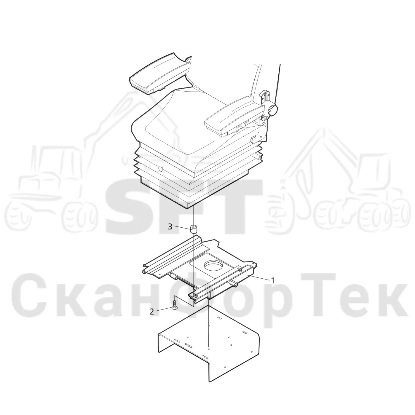 Схема: Valmet / Лесозаготовительные машины / Valmet 801 c / Valmet 801c Ch 11800- / Valmet 801c Ch 11800- / Каталог запасных частей / Кабина / Сиденья / Основание вращающегося сиденья