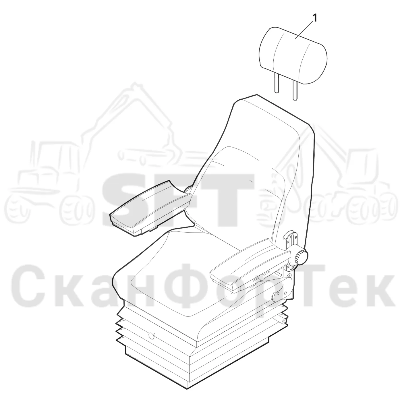 Схема: Valmet / Лесозаготовительные машины / Valmet 901.3 / Valmet 901.3 Ch -311190 / Valmet 901.3 Ch -311190 / Каталог запасных частей / Кабина / Сиденья / Подголовник BE-GE