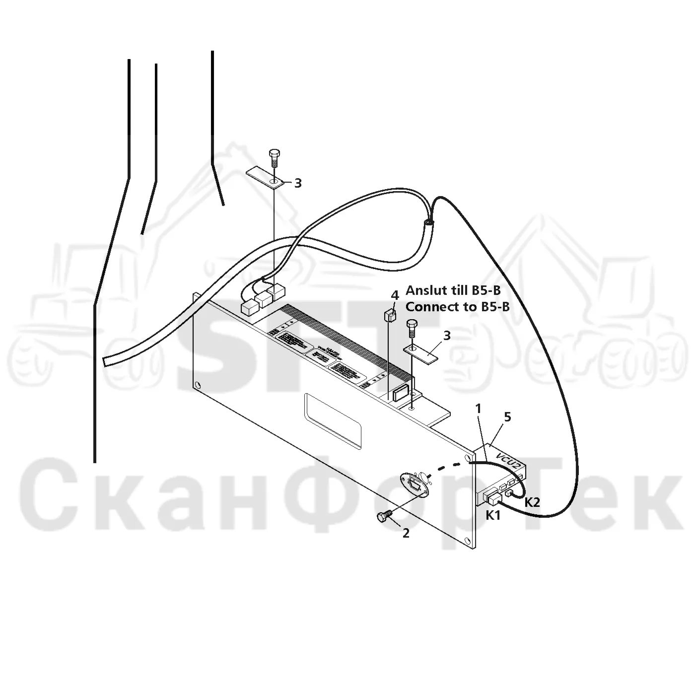 Схема: Valmet / Лесозаготовительные машины / Valmet 911.3 / Valmet 911.3 Ch - 311370 / Valmet 911.3 Ch - 311370 / Каталог запасных частей / Система управления / Компьютеры / Электрический набор VCU
