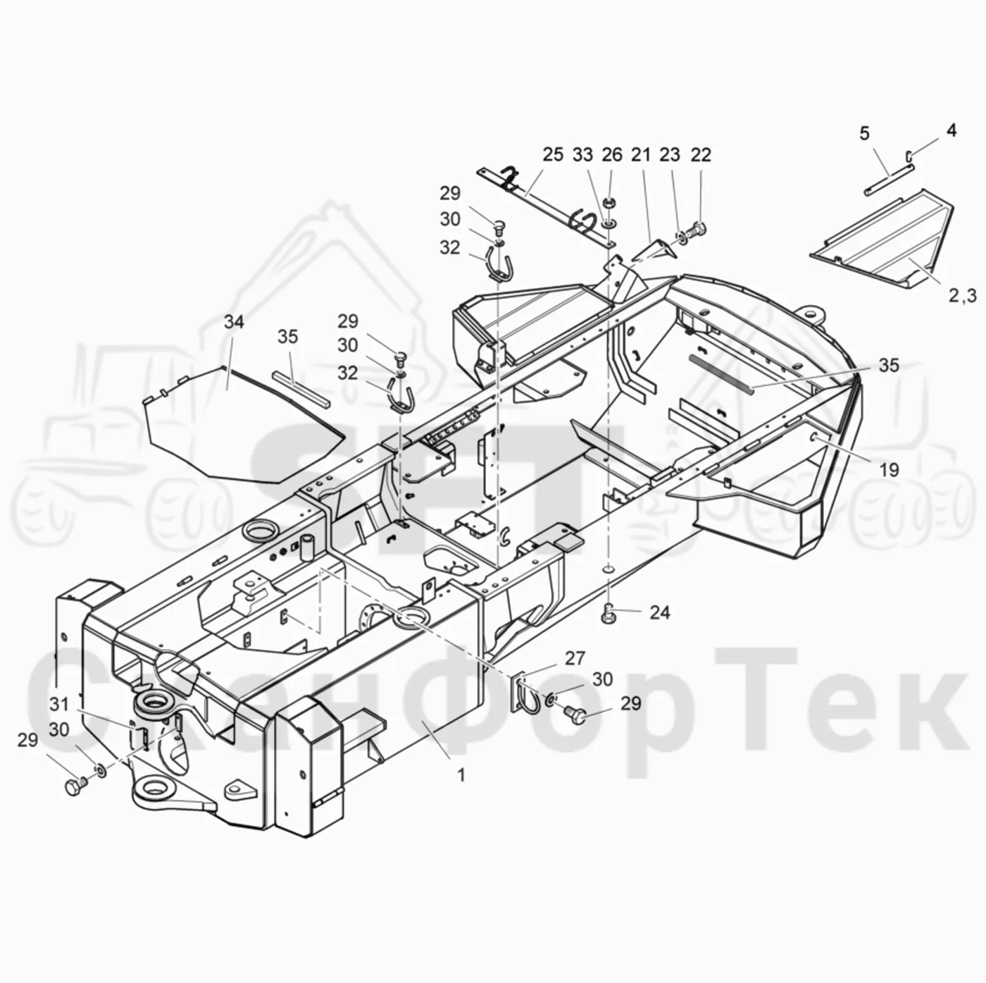 Схема: Valmet / Лесозаготовительные машины / Valmet 901.4 / Valmet 901.4 / Каталог запасных частей / шасси / Рамы / Комплект рамы задний