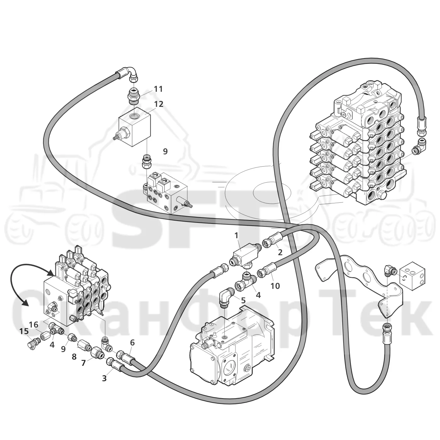 Схема: Valmet / Лесозаготовительные машины / Valmet 801 c / Valmet 801c Ch 11800- / Valmet 801c Ch 11800- / Каталог запасных частей / Гидравлика / Гидравлические насосы / Сигнал LS линии гидравлики