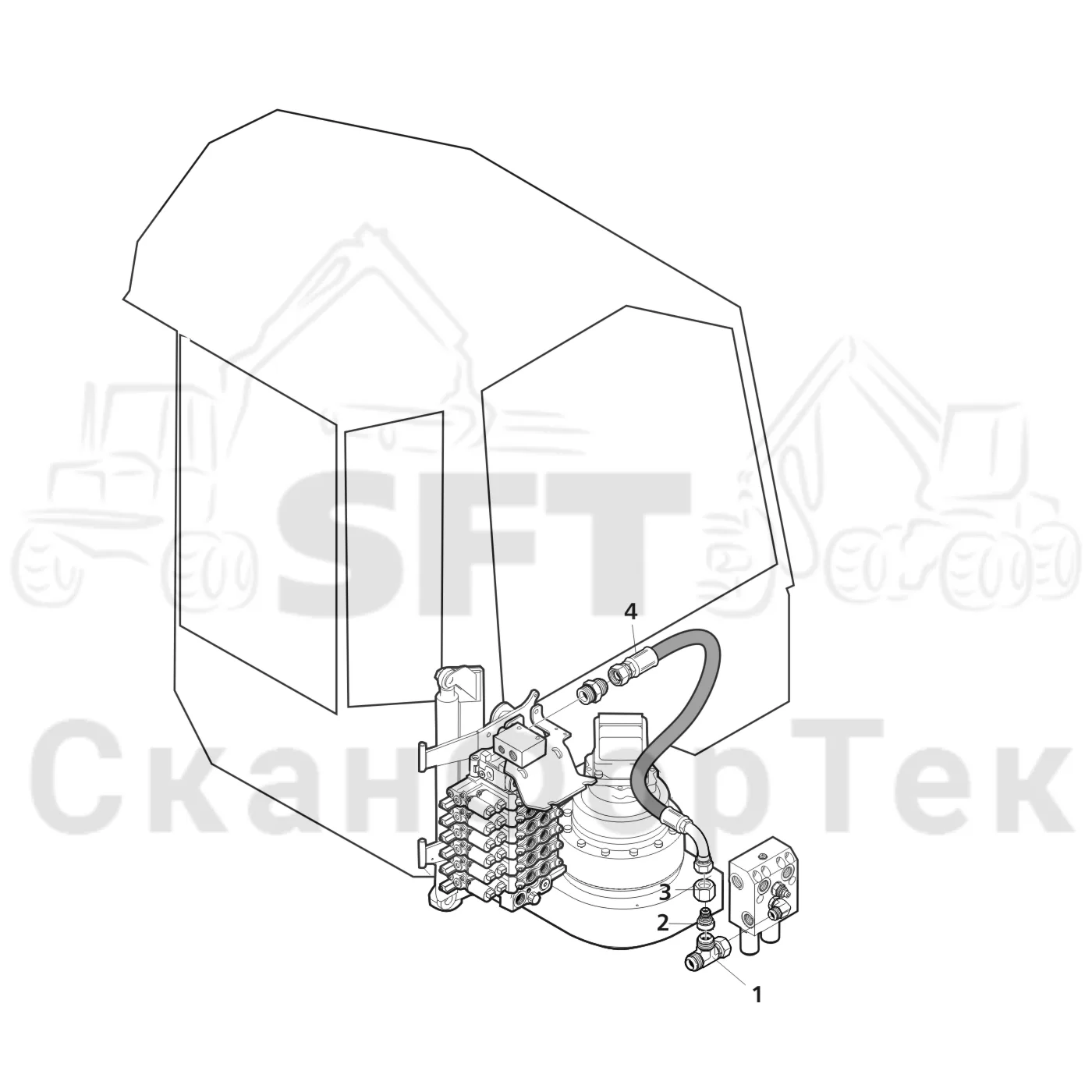 Схема: Valmet / Лесозаготовительные машины / Valmet 801 c / Valmet 801c Ch 11800- / Valmet 801c Ch 11800- / Каталог запасных частей / Подъемный кран / Поворотное демпфирование / Клапан