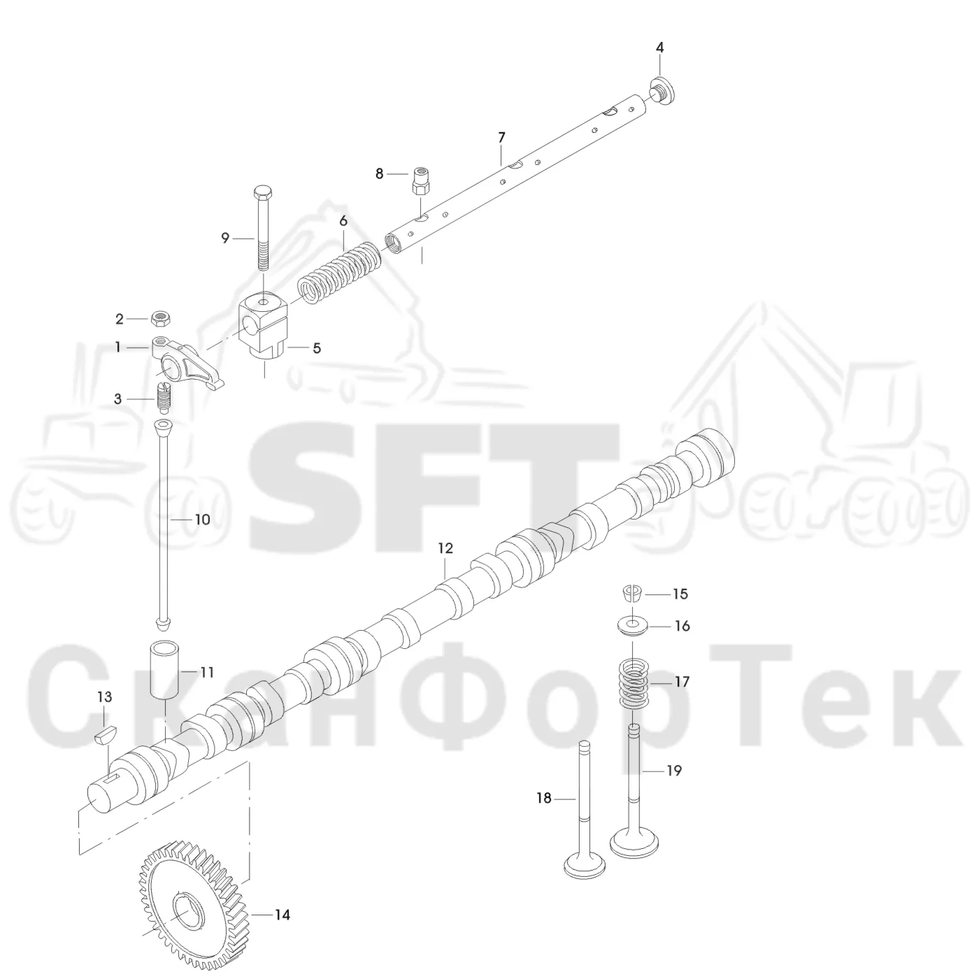 Схема: Valmet / Форвардер / Valmet 840.1 / Valmet 840.1 / Каталог запасных частей / Оборудование захвата / Захват / Valmet 901.2 Ch. -211060 / Каталог запасных частей / Двигатель / Блок двигателя / Механизм клапана