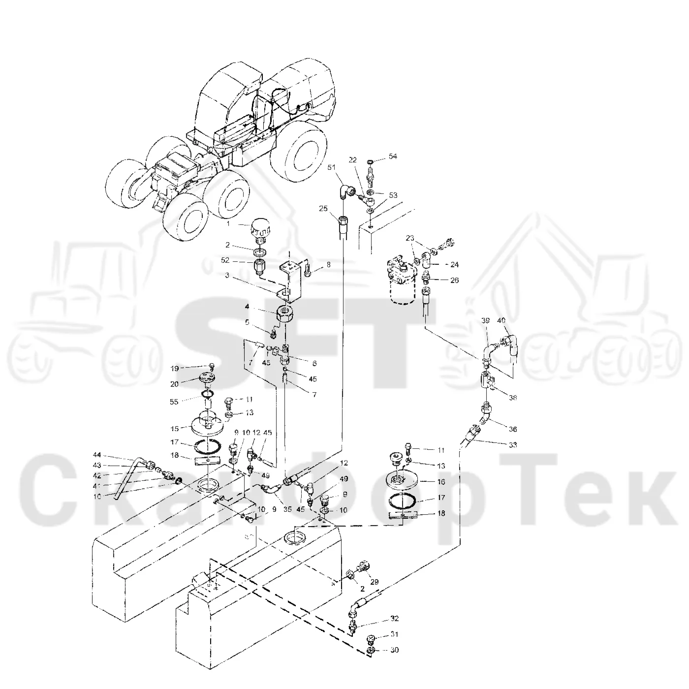 Схема: Valmet / Форвардер / Valmet 840.2 / Valmet 840.2 Ch. -211120 / Valmet 840.2 Ch. -211120 / Каталог запасных частей / Оборудование захвата / Захват / Valmet 901.2 Ch. -211060 / Каталог запасных частей / Двигатель / Топливная система / Топливная система