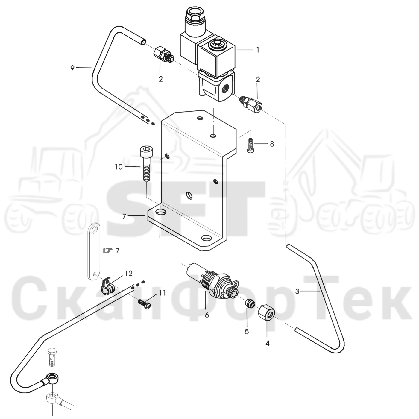 Схема: Valmet / Форвардер / Valmet 890.3 / Valmet 890.3 / Каталог запасных частей / Оборудование захвата / Захват / Valmet 901.2 Ch. -211060 / Каталог запасных частей / Двигатель / Топливная система / Устройство холодного пуска