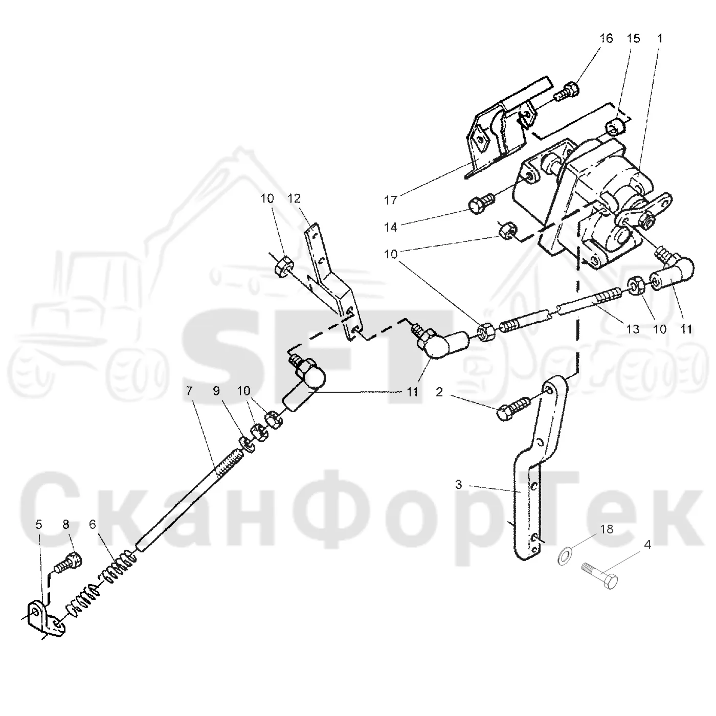 Схема: Valmet / Форвардер / Valmet 890.3 / Valmet 890.3 / Каталог запасных частей / Оборудование захвата / Захват / Valmet 901.2 Ch. -211060 / Каталог запасных частей / Двигатель / дроссельный блок / Регулятор дроссельной заслонки газа