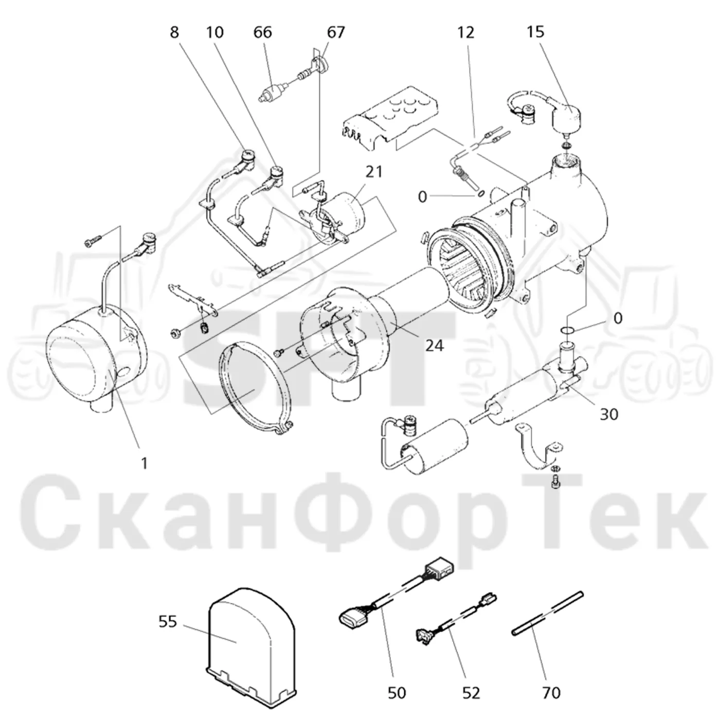 Схема: Valmet / Форвардер / Valmet 860.1 / Valmet 860.1   Ch. 115421- / Valmet 860.1  Ch. 115421- / Каталог запасных частей / Двигатель / Подогреватель / Подогреватель Thermo 90 S / Запасные части подогревателя