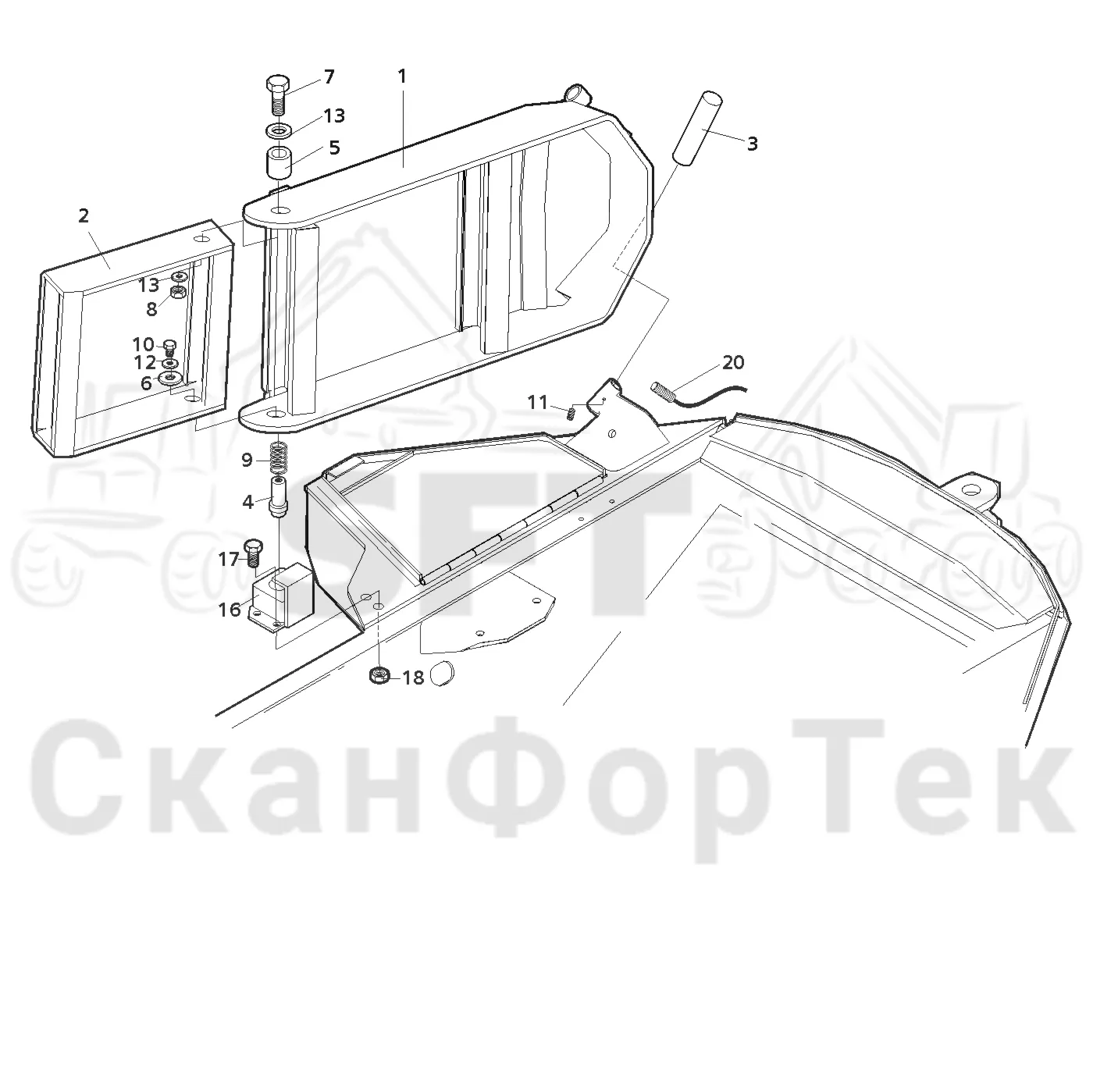 Схема: Valmet / Форвардер / Valmet 840.1 / Valmet 840.1 / Каталог запасных частей / Оборудование захвата / Захват / Valmet 901.2 Ch. -211060 / Каталог запасных частей / шасси / Ступени / Ступень задняя