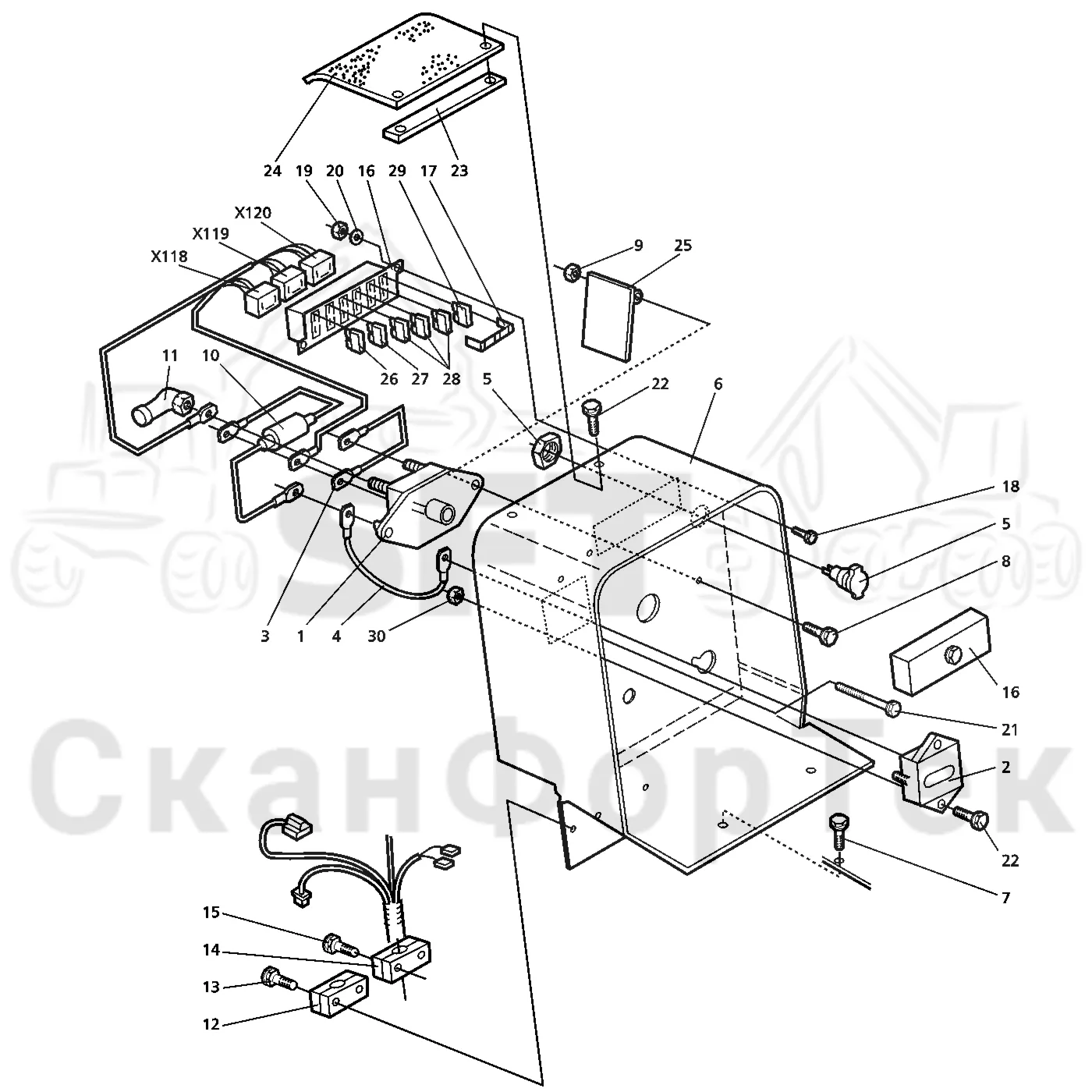 Схема: Valmet / Лесозаготовительные машины / Valmet 921.1 / Valmet 921.1 Ch. 113531- / Valmet 921.1 Ch. 113531- / Каталог запасных частей / шасси / Электрический Оборудование / Разъединитель аккумуляторной батареи