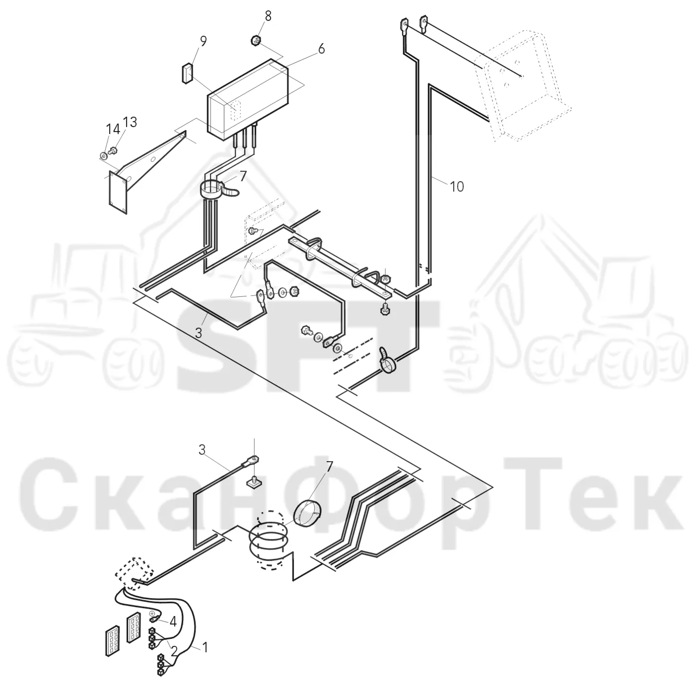 Схема: Valmet / Форвардер / Valmet 890.1 / Valmet 890.1 Ch. 117351-, 119441- / Valmet 890.1 Ch. 117351-, 119 / Каталог запасных частей / Оборудование захвата / Захват / Valmet 901.2 Ch. -211060 / Каталог запасных частей / шасси / Электрический Оборудование / Комплект кабелей шасси