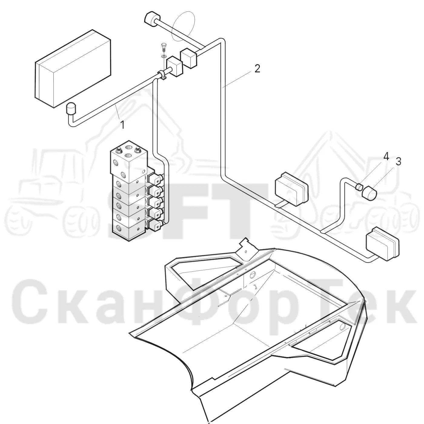 Схема: Valmet / Лесозаготовительные машины / Valmet 901.2 / Valmet 901.2 Ch. -211060 / Valmet 901.2 Ch. -211060 / Каталог запасных частей / шасси / Электрический Оборудование / Комплект кабелей задний