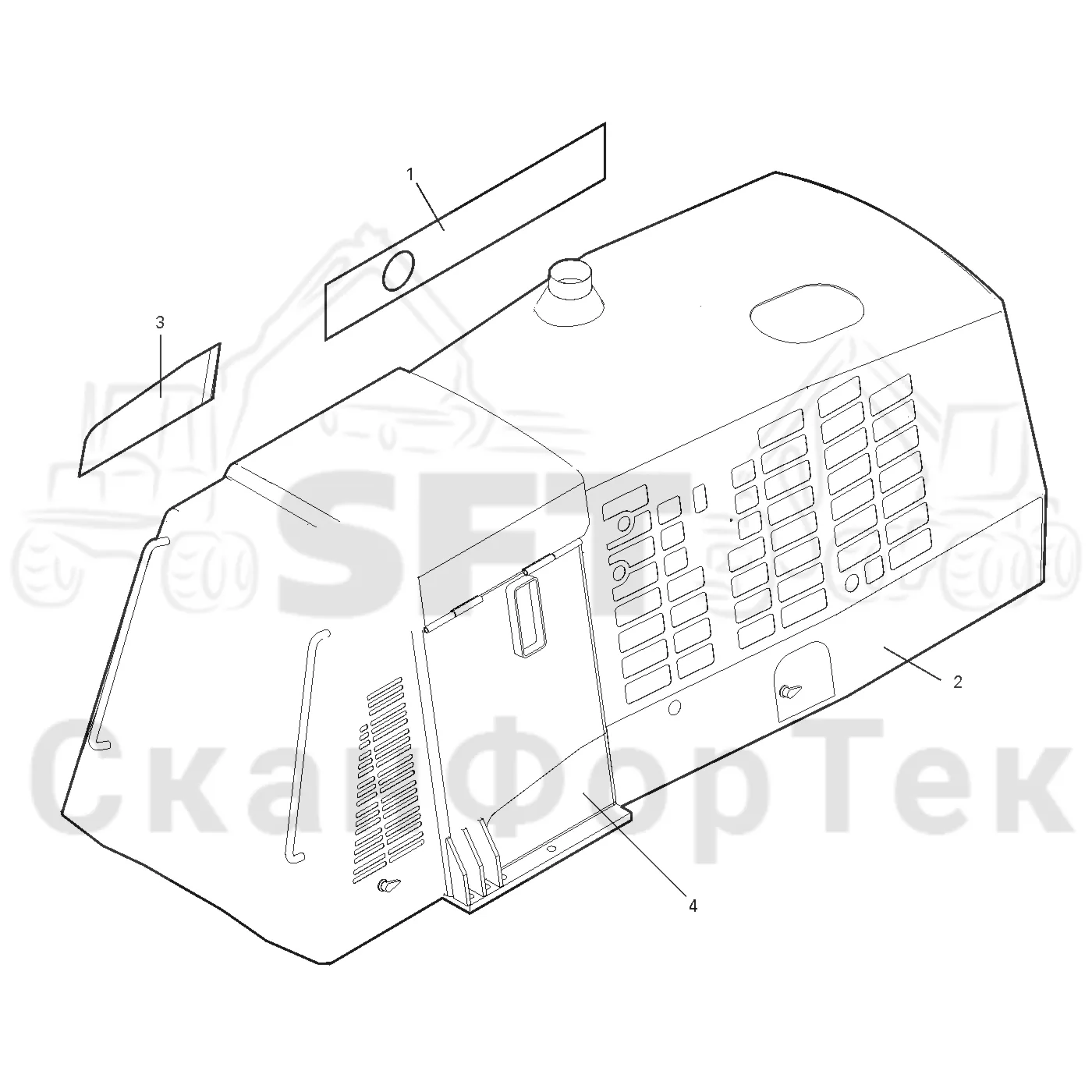 Схема: Valmet / Лесозаготовительные машины / Valmet 901.2 / Valmet 901.2 Ch. 211061- / Valmet 901.2 Ch. 211061- / Каталог запасных частей / шасси / Капоты / Информационные клейма на капоте