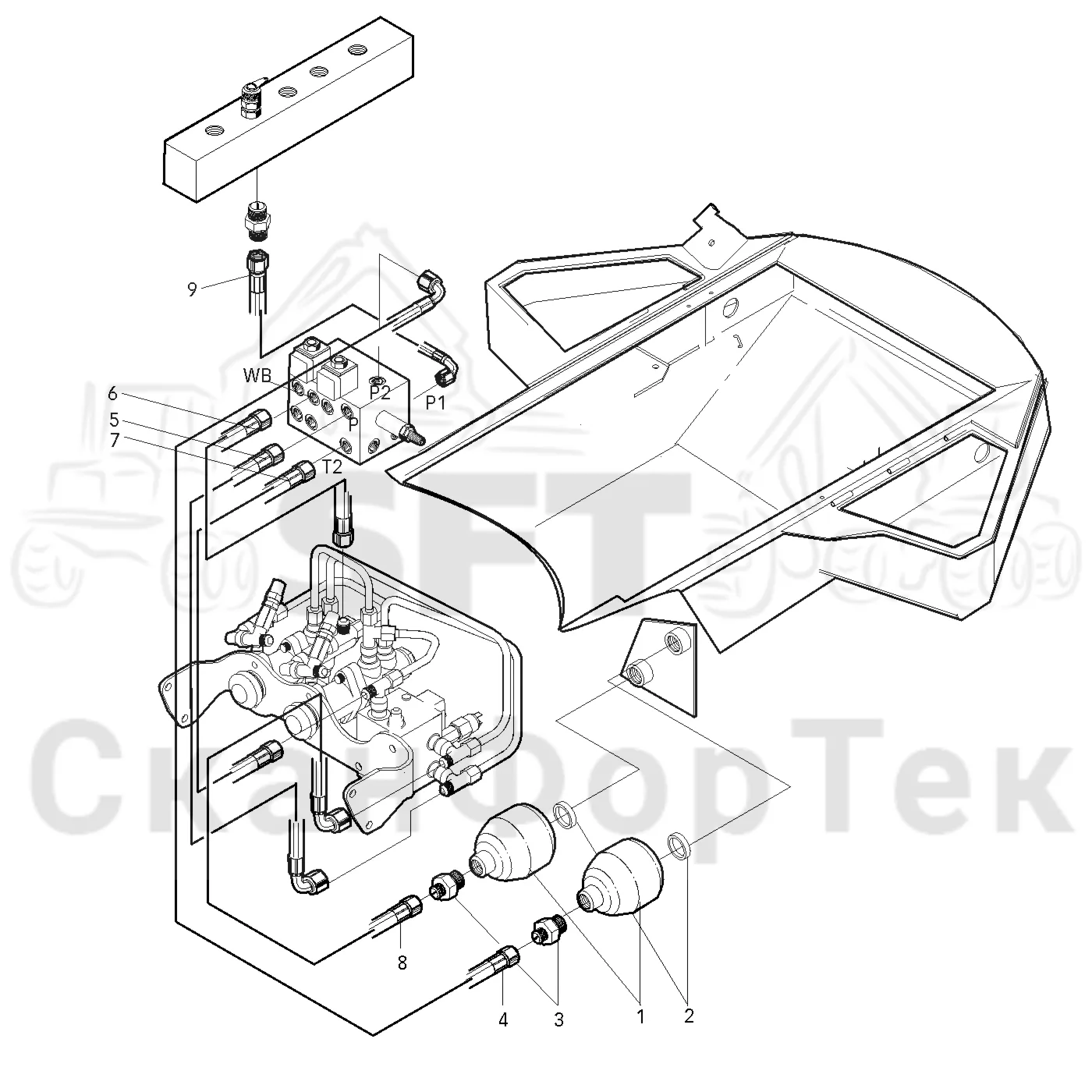Схема: Valmet / Лесозаготовительные машины / Valmet 901.1 / Valmet 901.1 / Каталог запасных частей / Тормоза / Тормоза на 6 колес / Аккумуляторные батареи