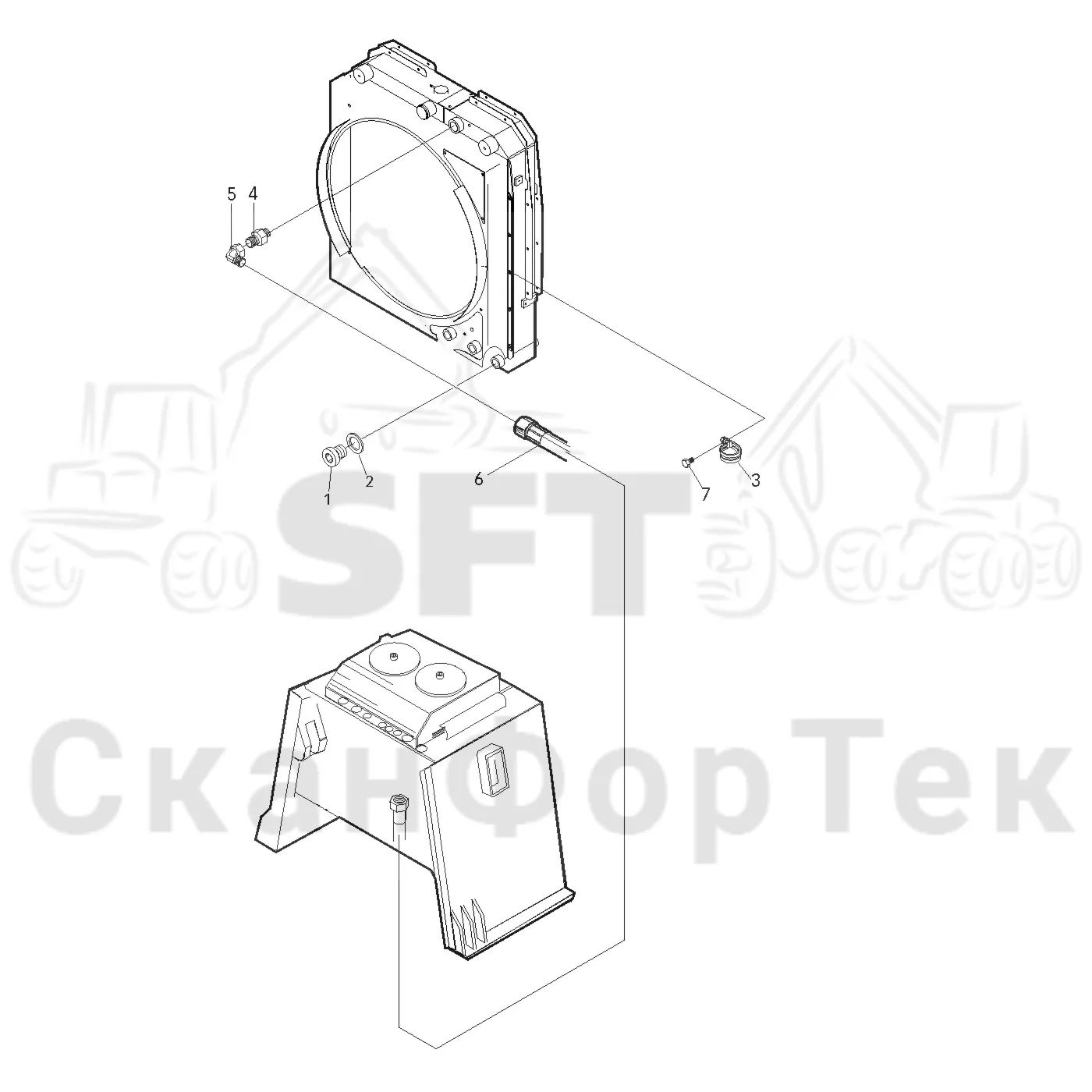 Схема: Valmet / Лесозаготовительные машины / Valmet 901.2 / Valmet 901.2 Ch. -211060 / Valmet 901.2 Ch. -211060 / Каталог запасных частей / Гидравлика / Система охлаждения масла / Масляный радиатор