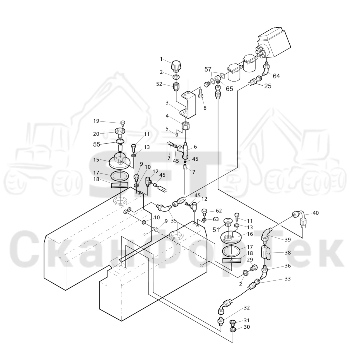 Схема: Valmet / Лесозаготовительные машины / Valmet 911.1 / Valmet 911.1 Ch 113011- / Valmet 911.1 Ch 113011- / Каталог запасных частей / Двигатель / Топливная система / Топливная система